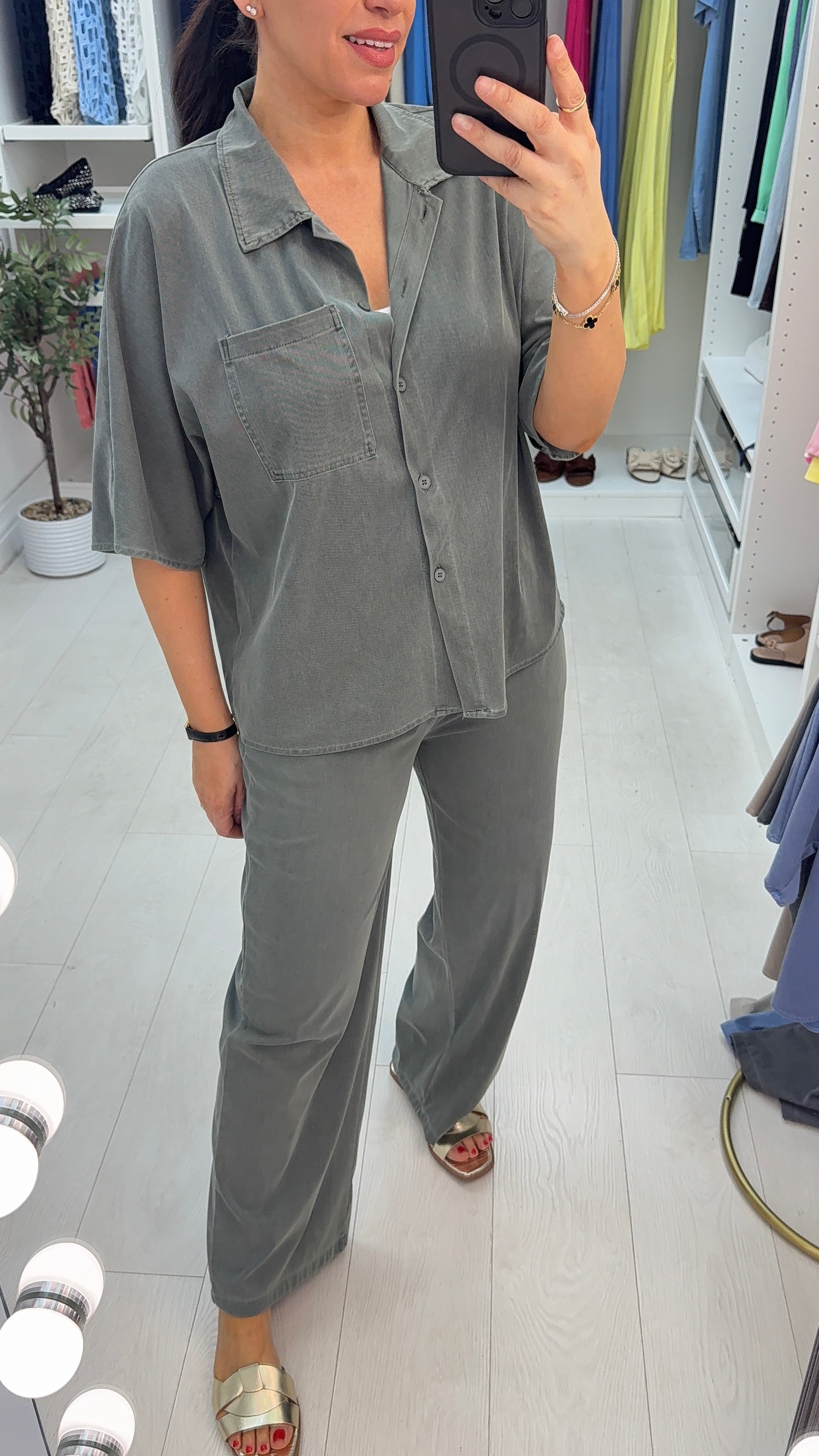 Tate Plain Loose Fit Button Front Shirt