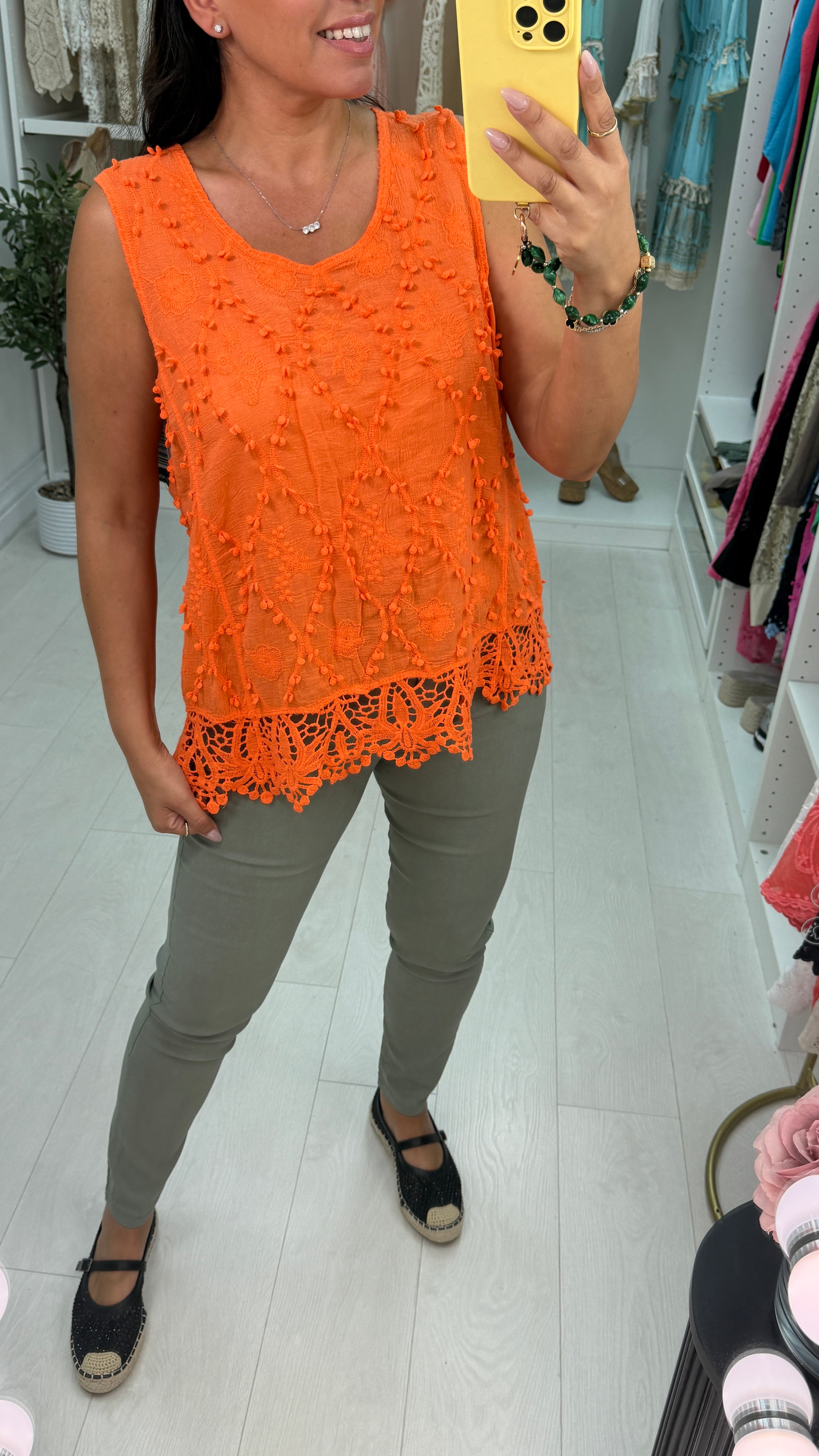 Denisha Textured Crochet Hem Top