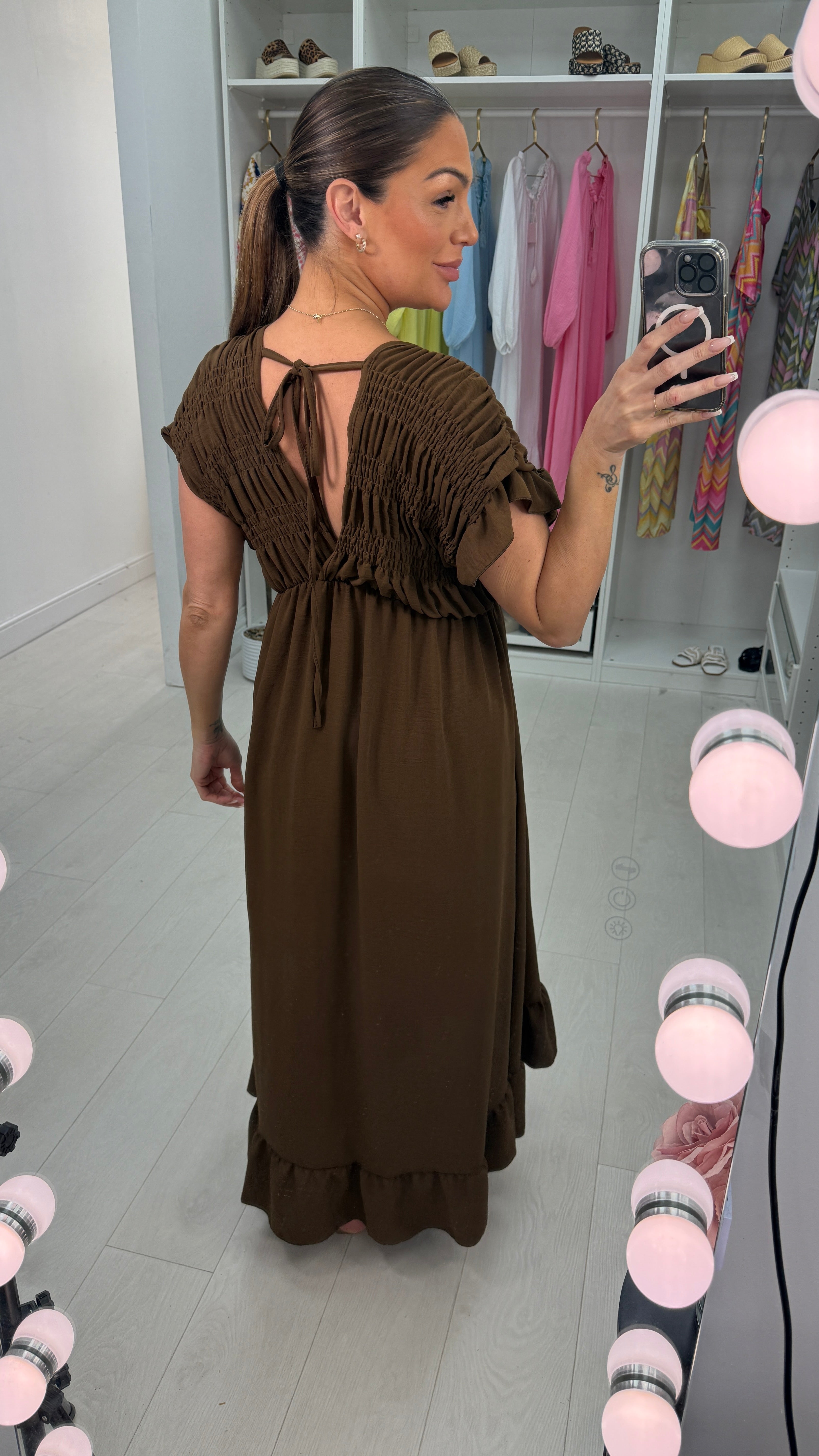 Isabeau Plain Deep V Neck Maxi Dress