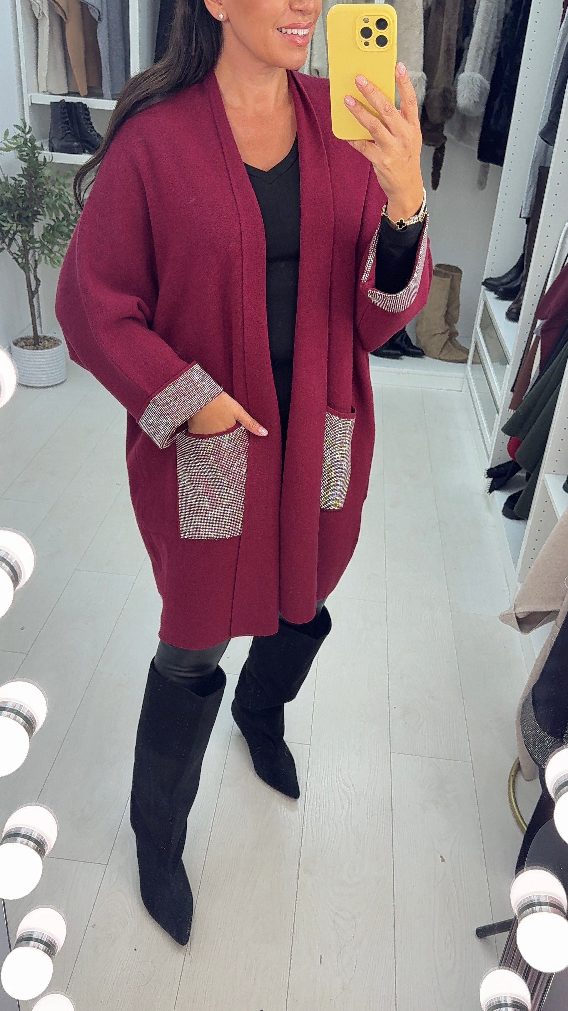 Marta Diamante Detail Front Pocket Cardigan