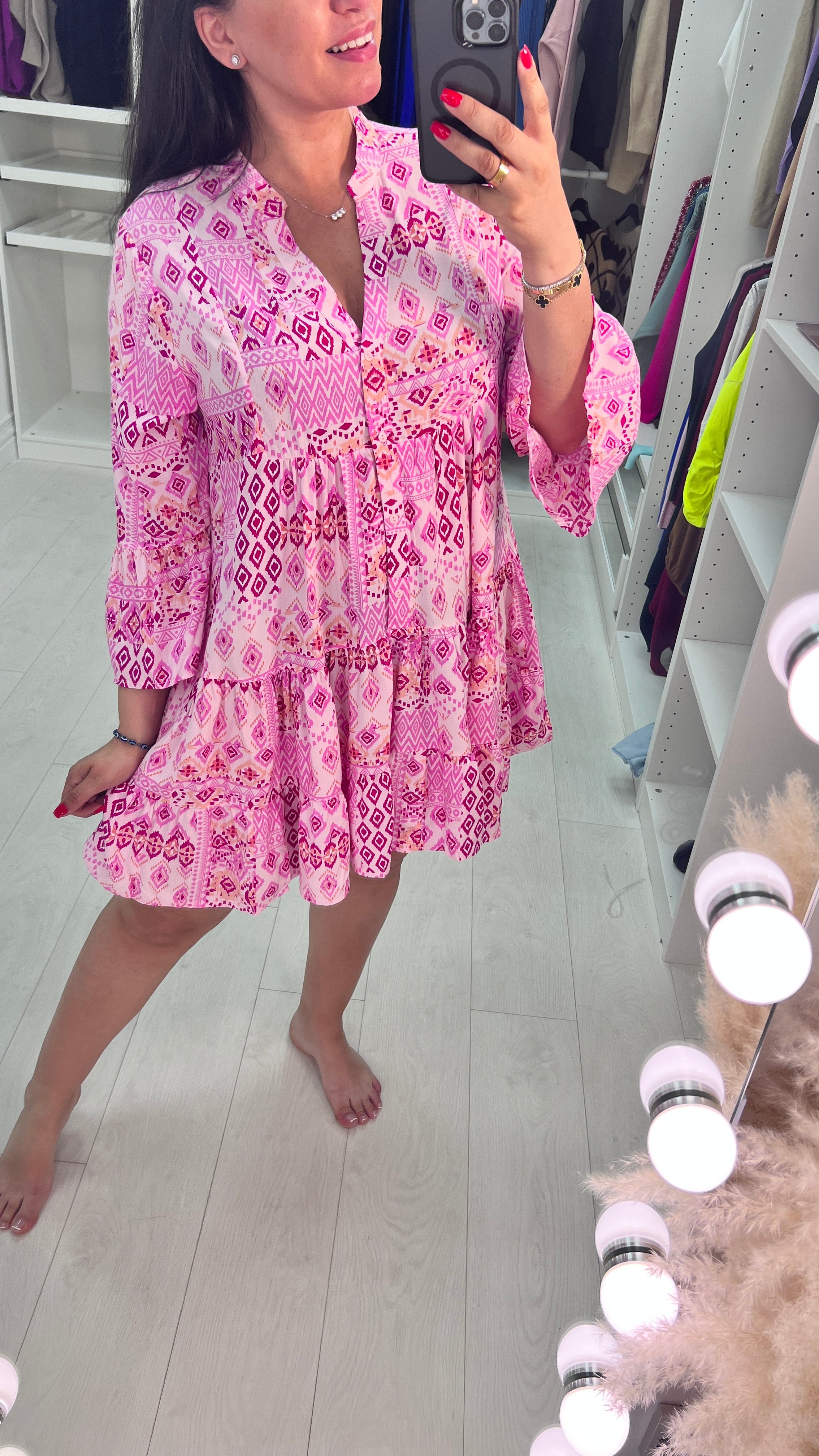 Bethy Aztec Bell Sleeve Smock Top