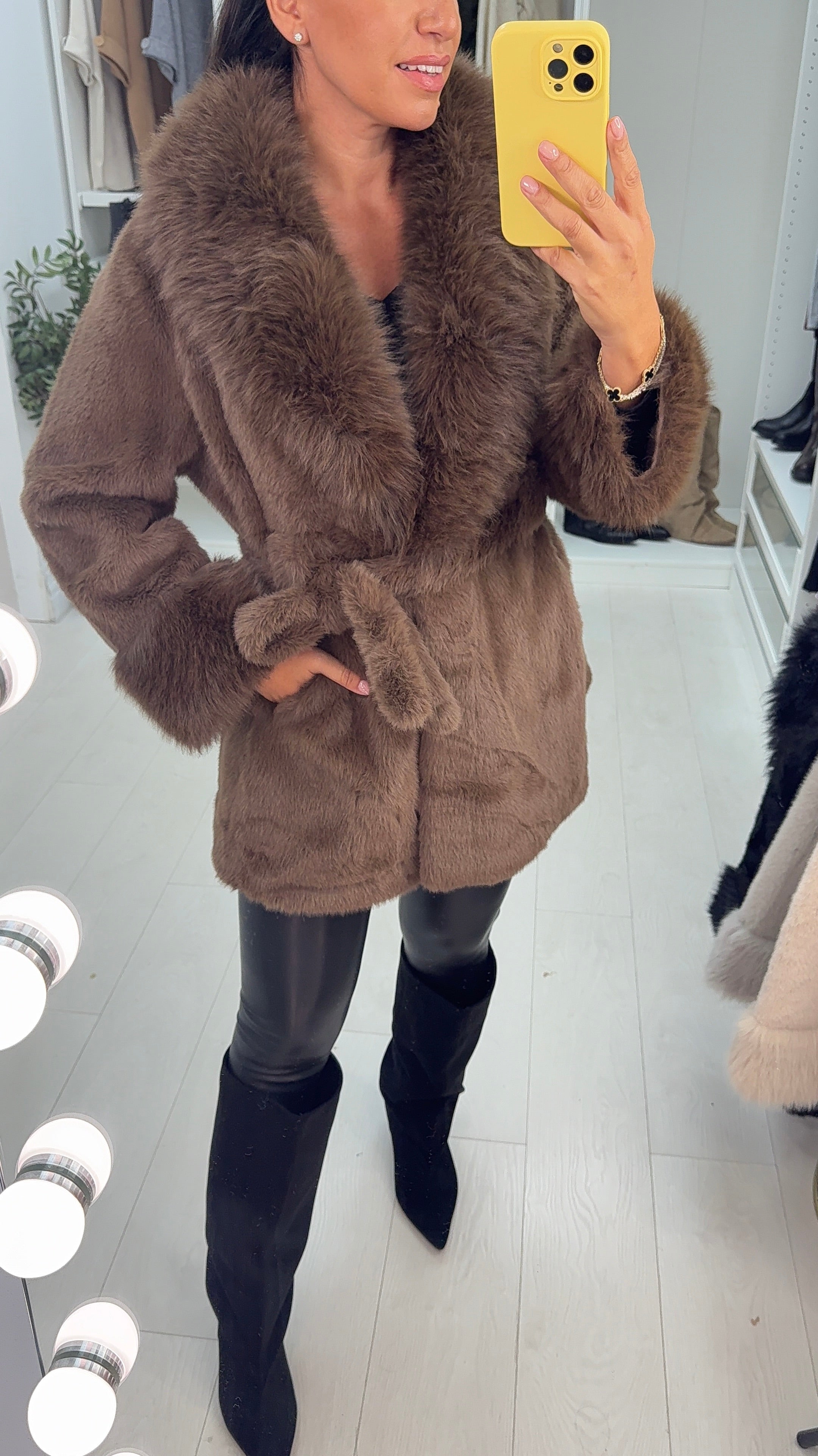 Manuela Faux Fur Belted Coat