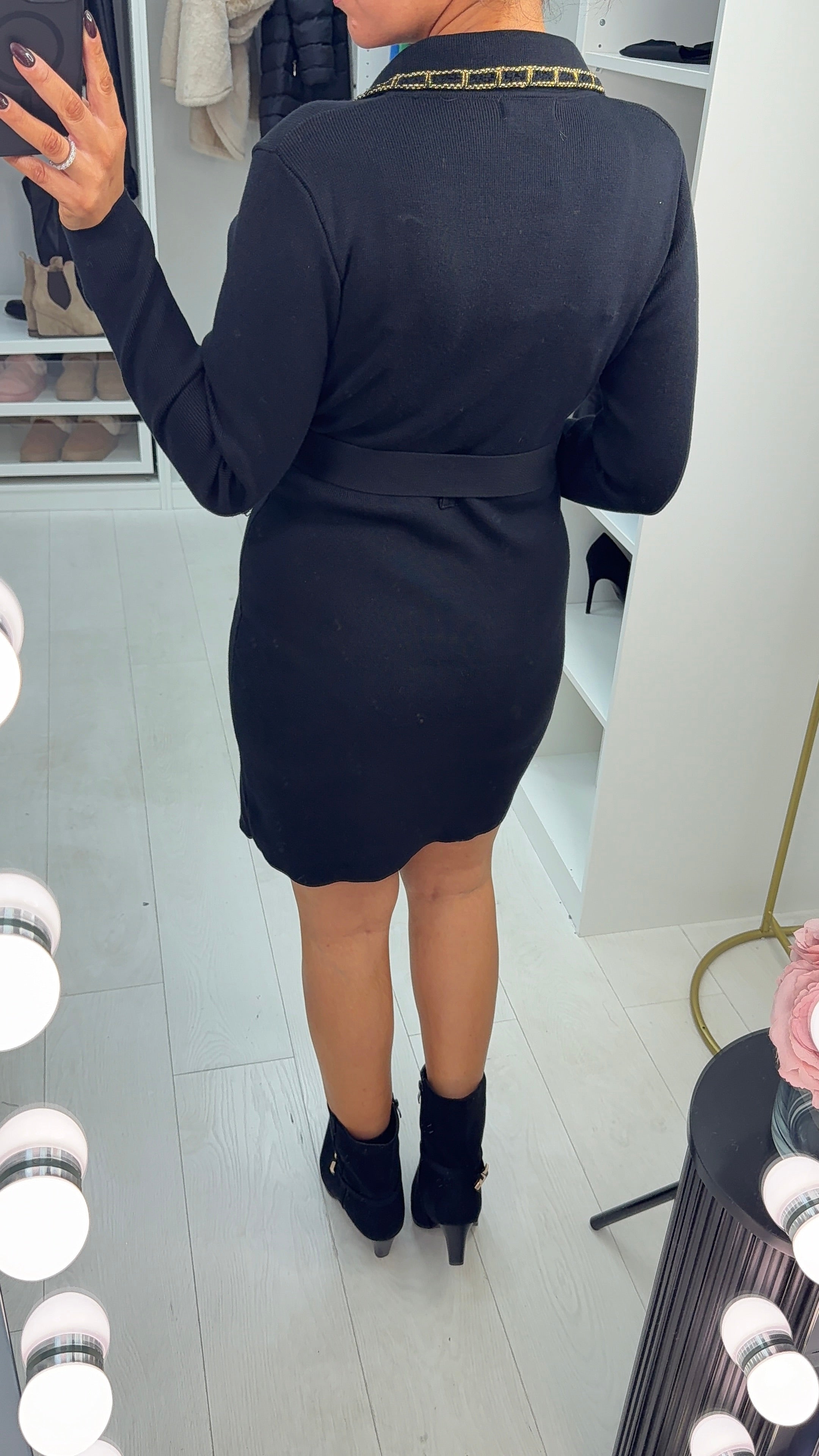 Thelma Gold Button Detail Belted Dress