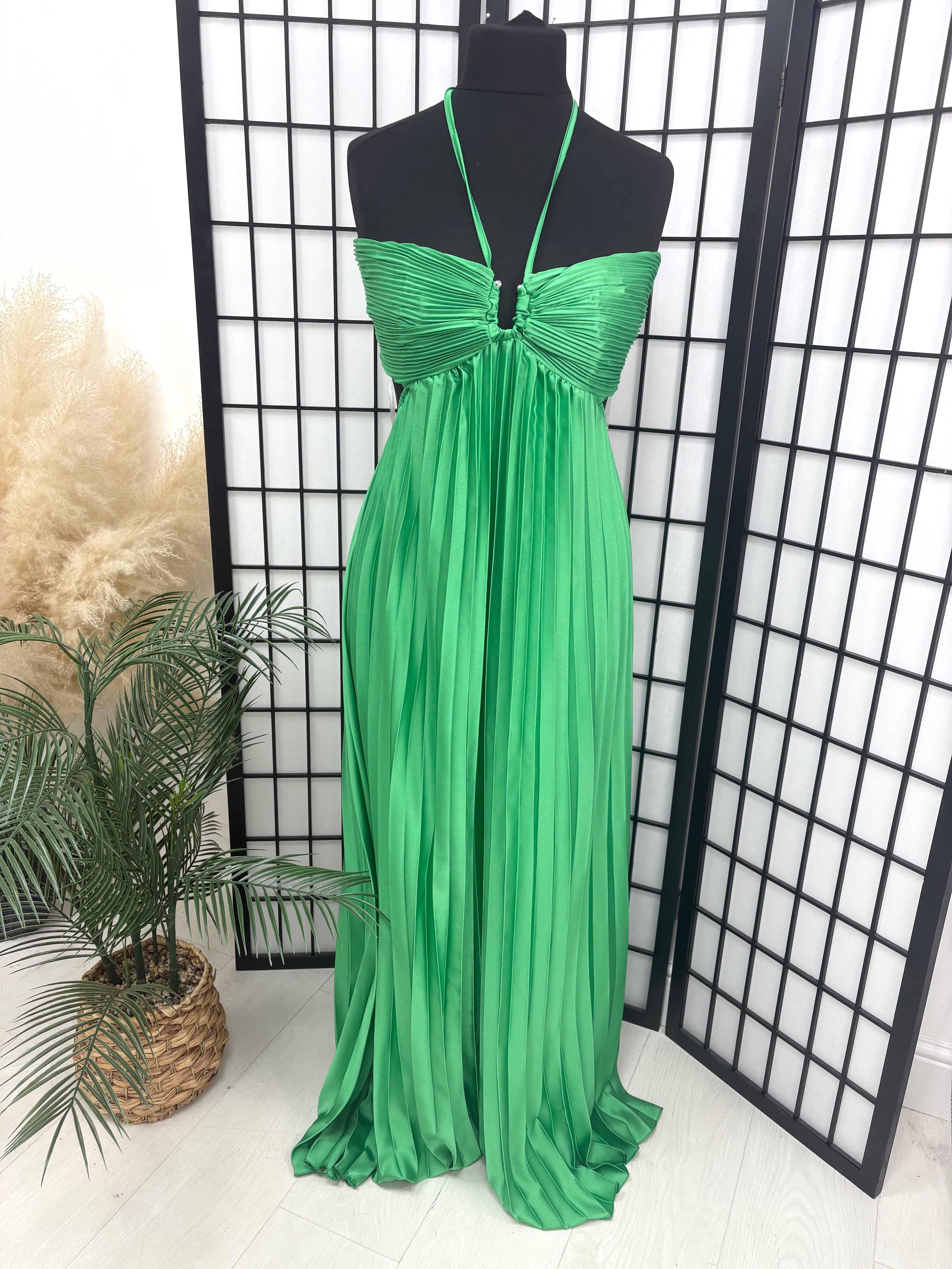 Lunara Backless Pleated Maxi Dress