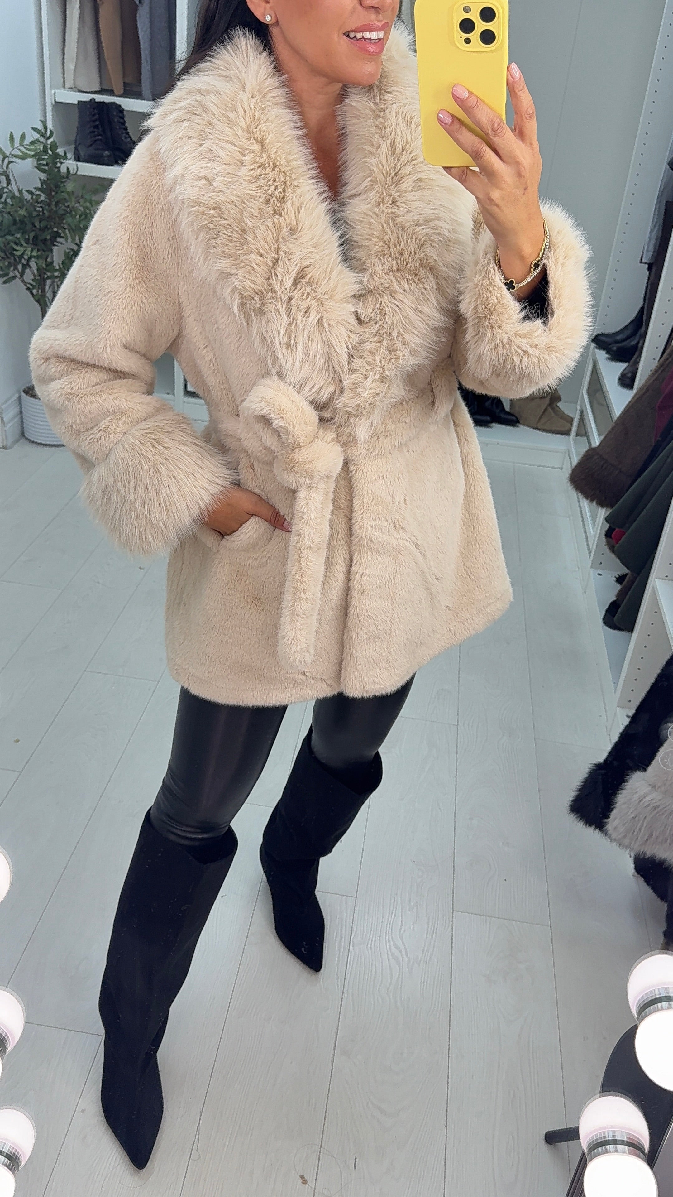 Manuela Faux Fur Belted Coat