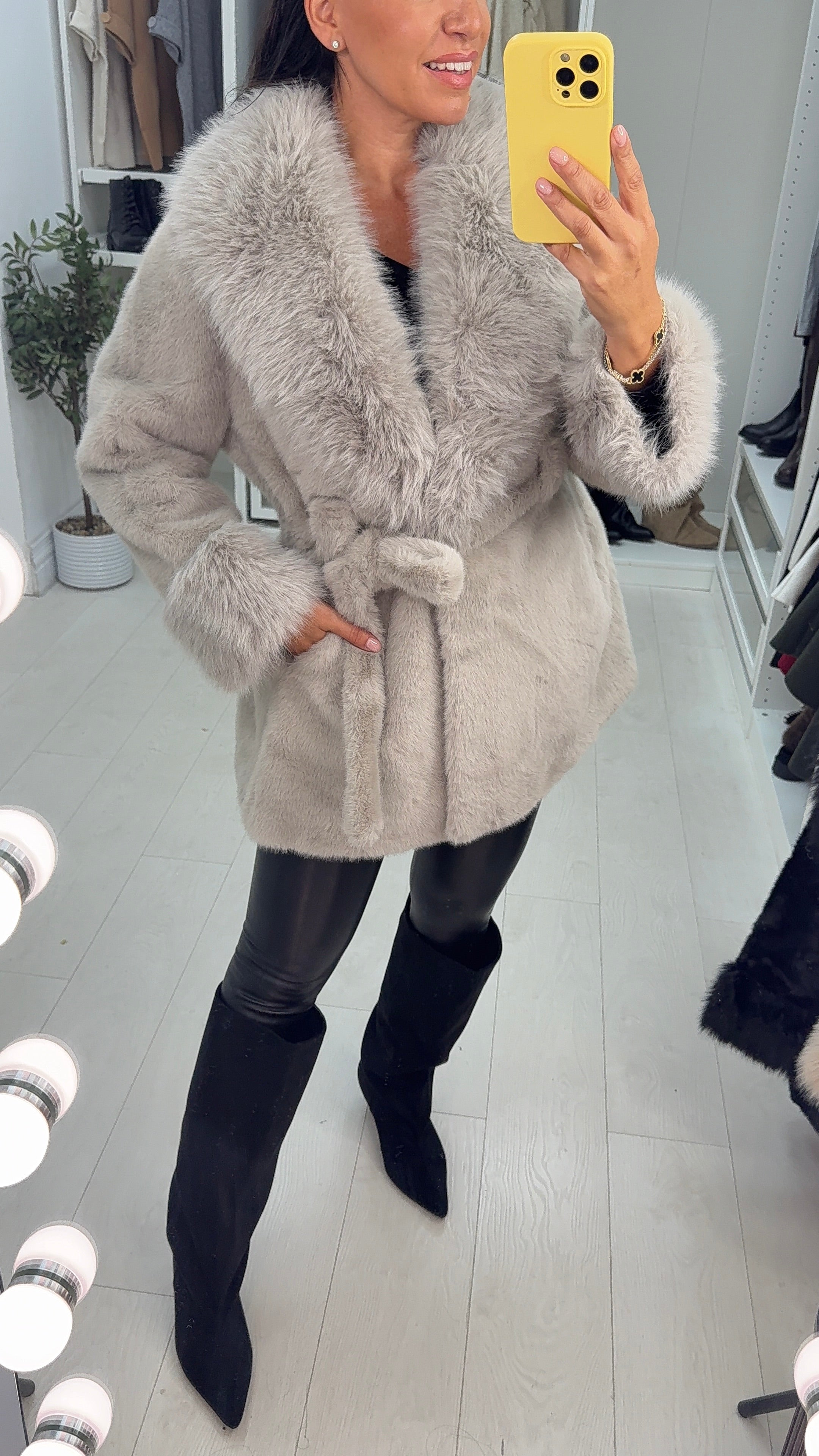 Manuela Faux Fur Belted Coat