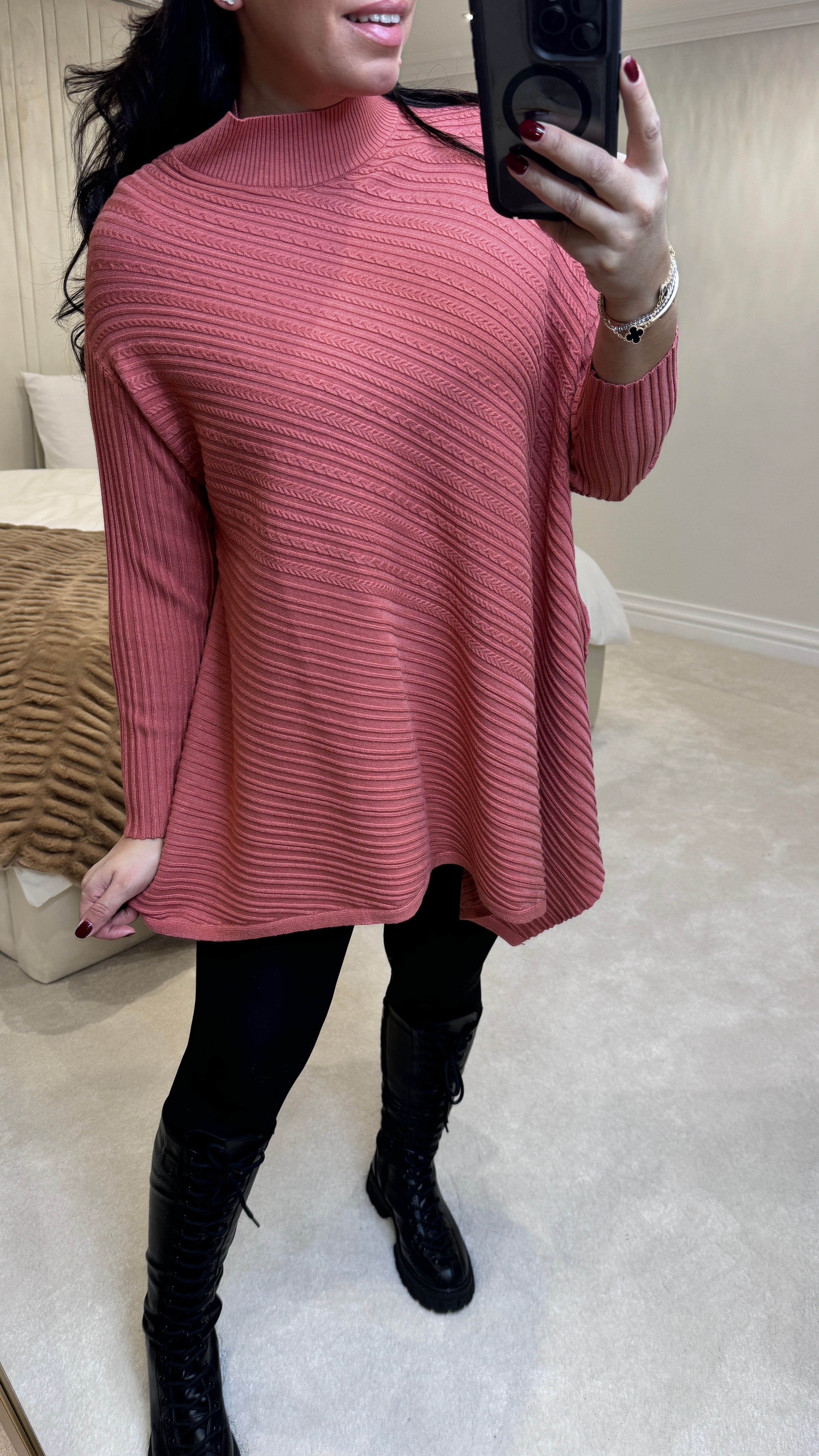 Mais Asymmetric Cable Knit Detail Jumper