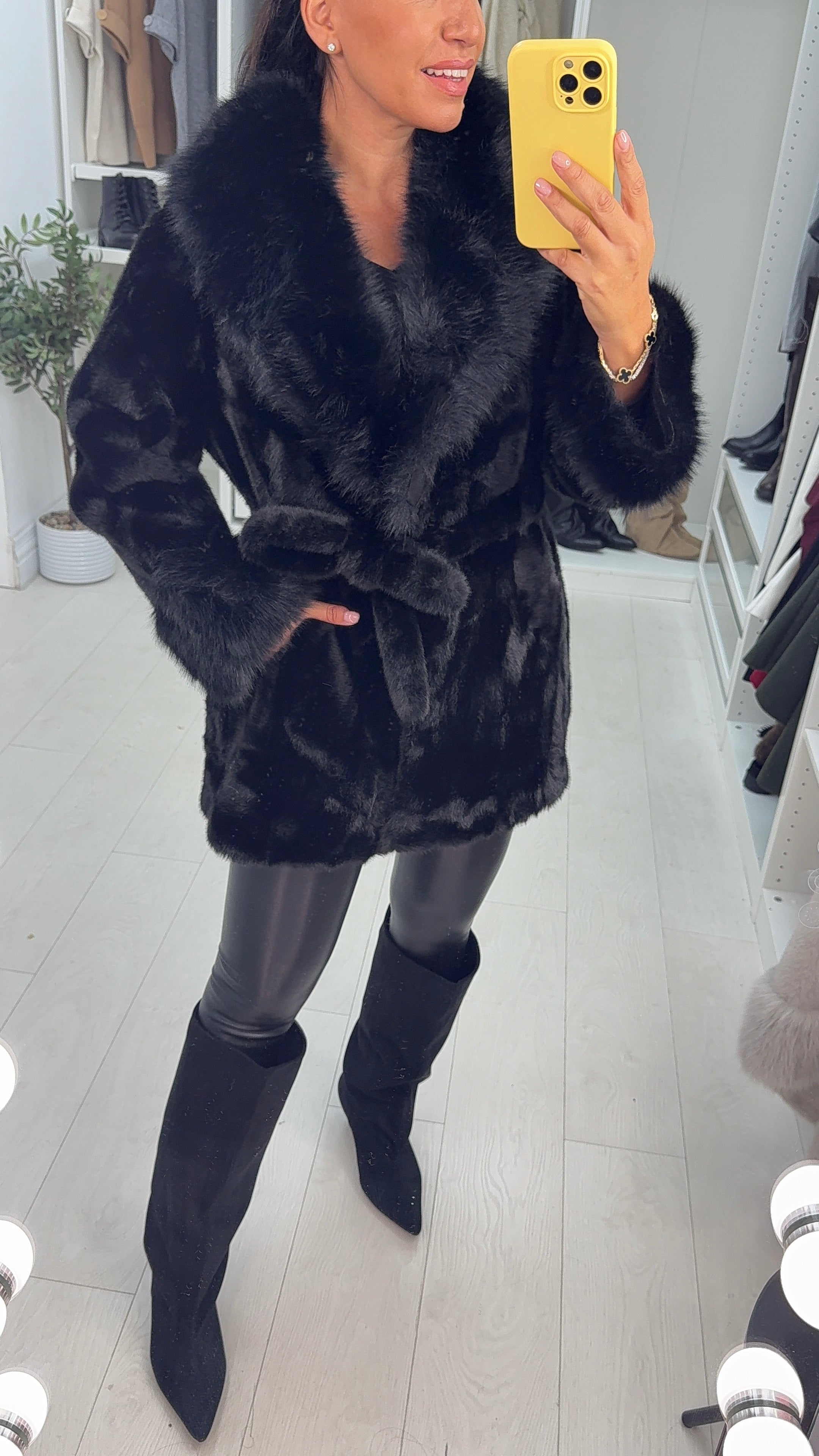 Manuela Faux Fur Belted Coat