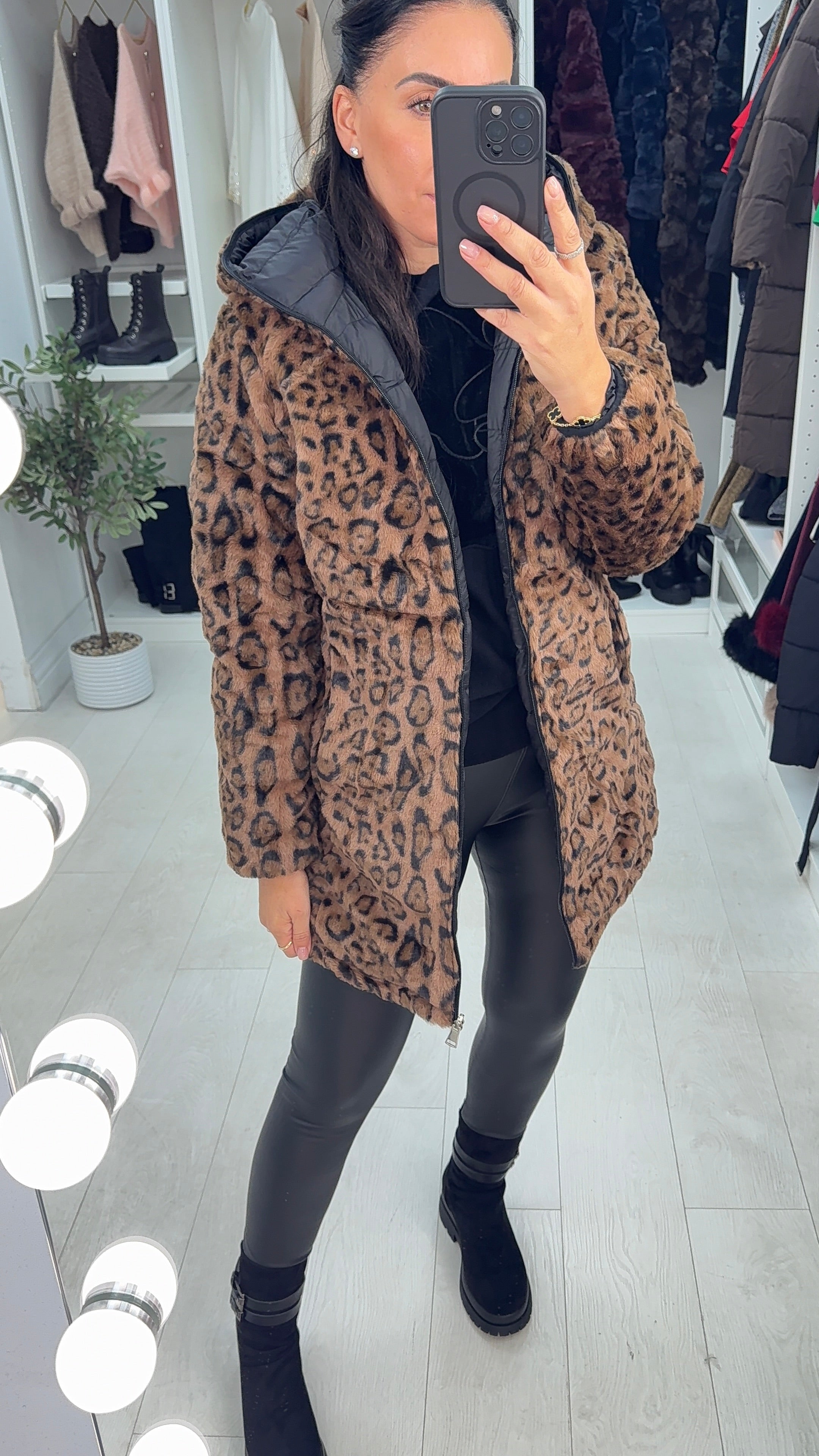 Alyson Reversible Cheetah Print Coat