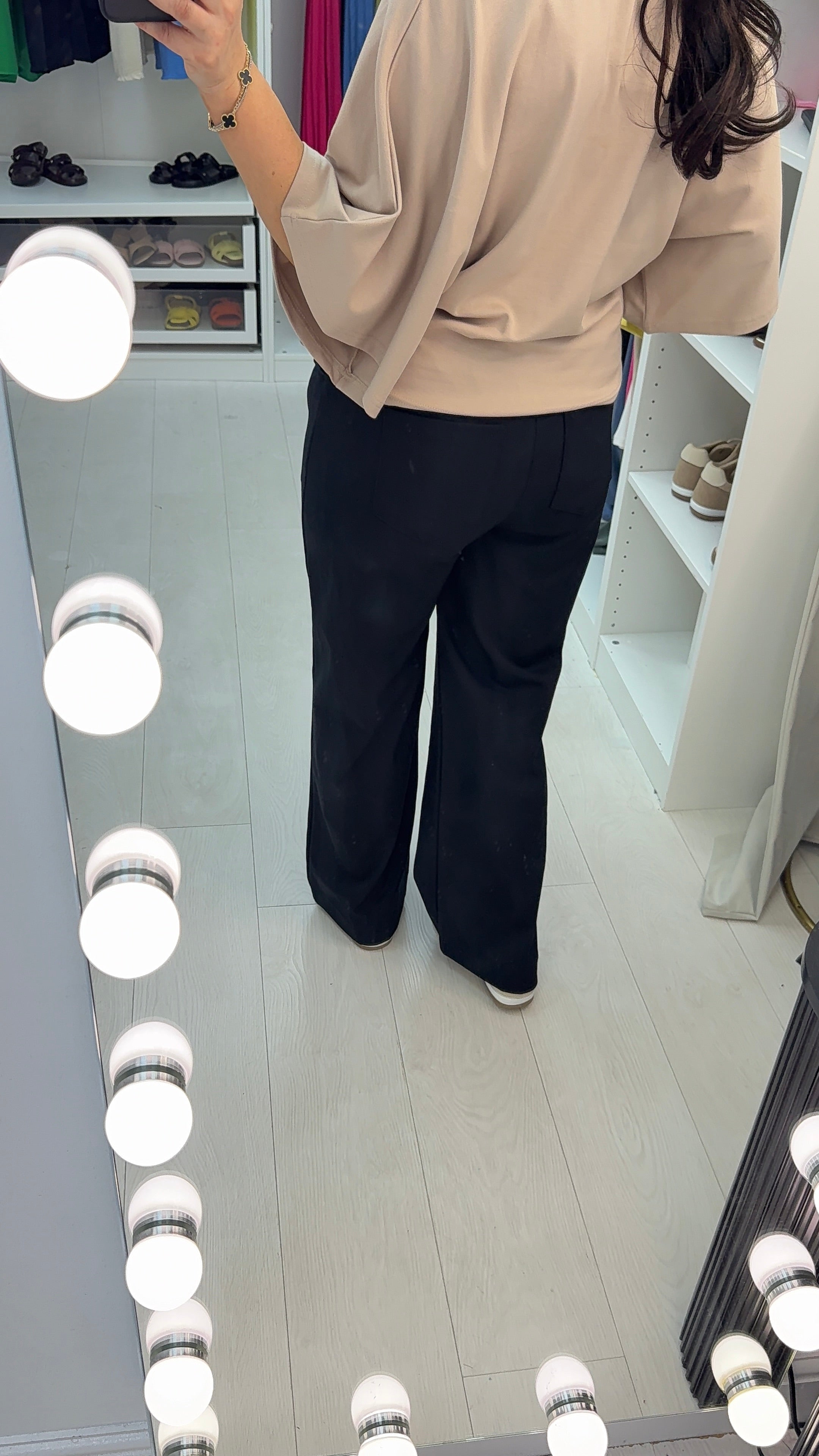 June Plain Elasticated Waist Straight Leg Trousers