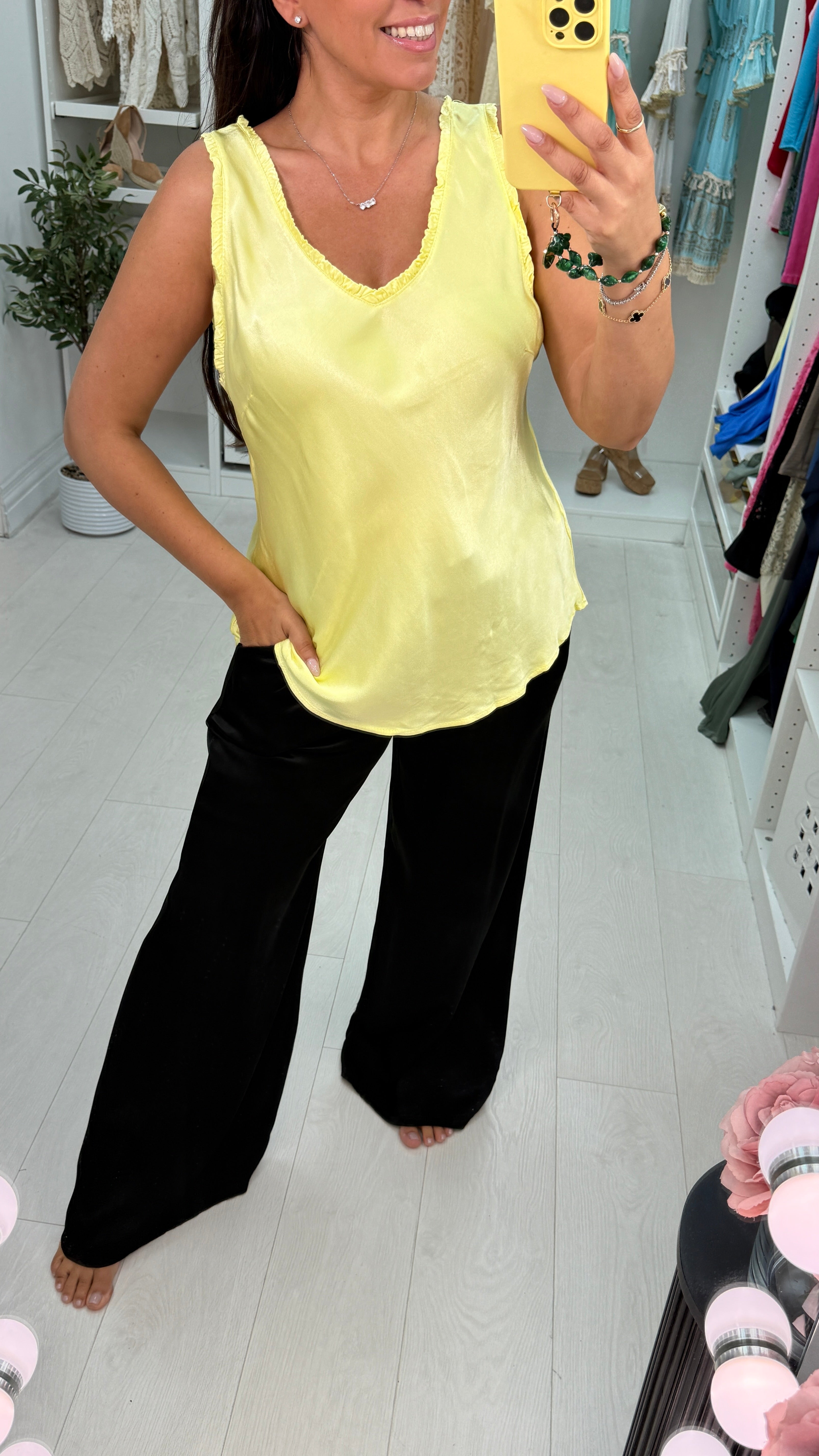 Pippa Frill V Neck Satin Top