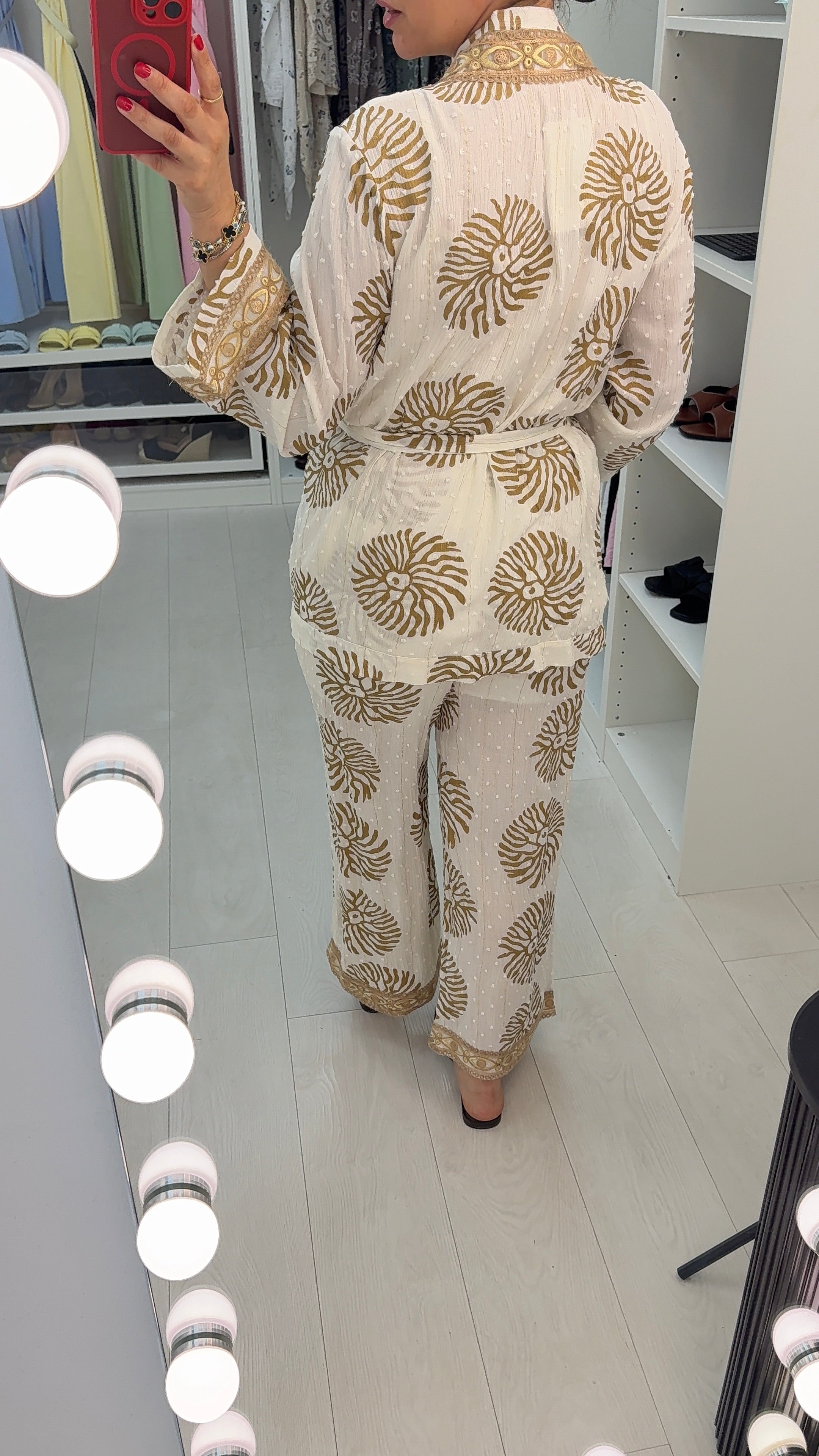 Dove Leaf Print Boho Co-Ord Set