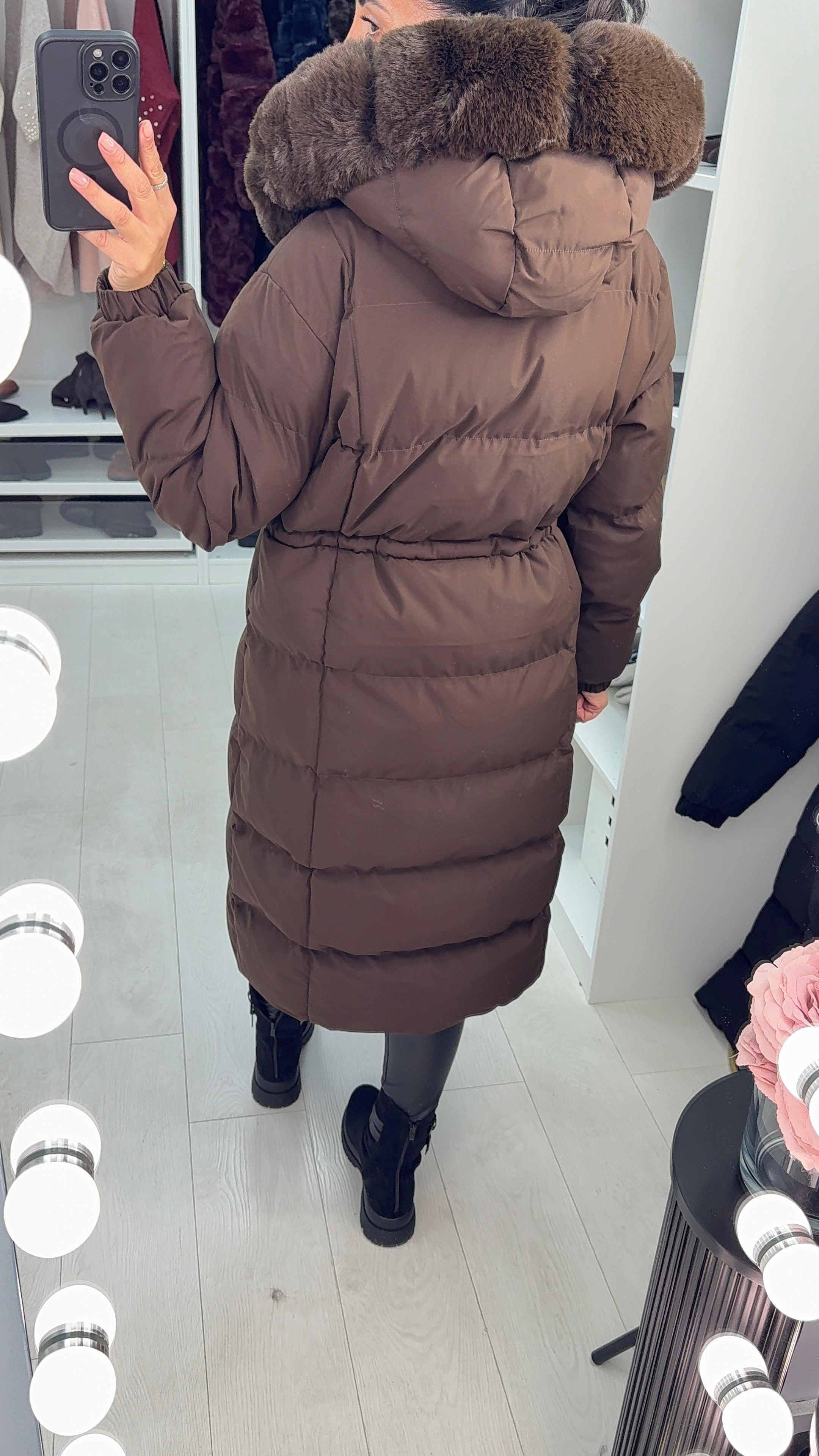 Oakleigh Faux Fur Padded Longline Coat