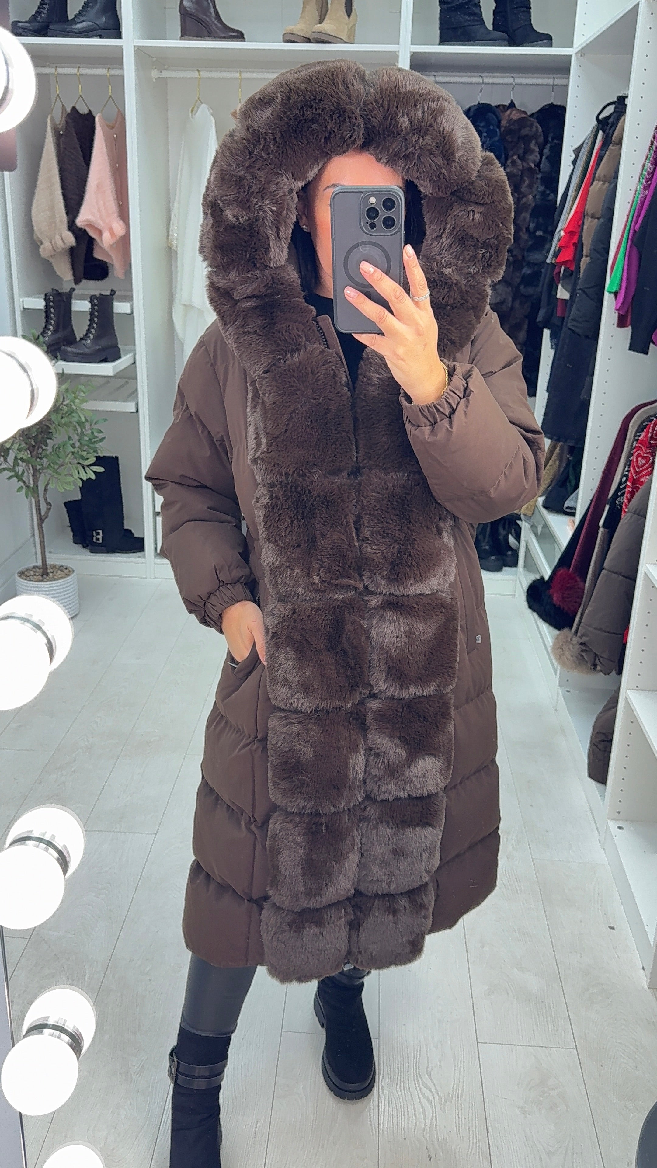 Oakleigh Faux Fur Padded Longline Coat