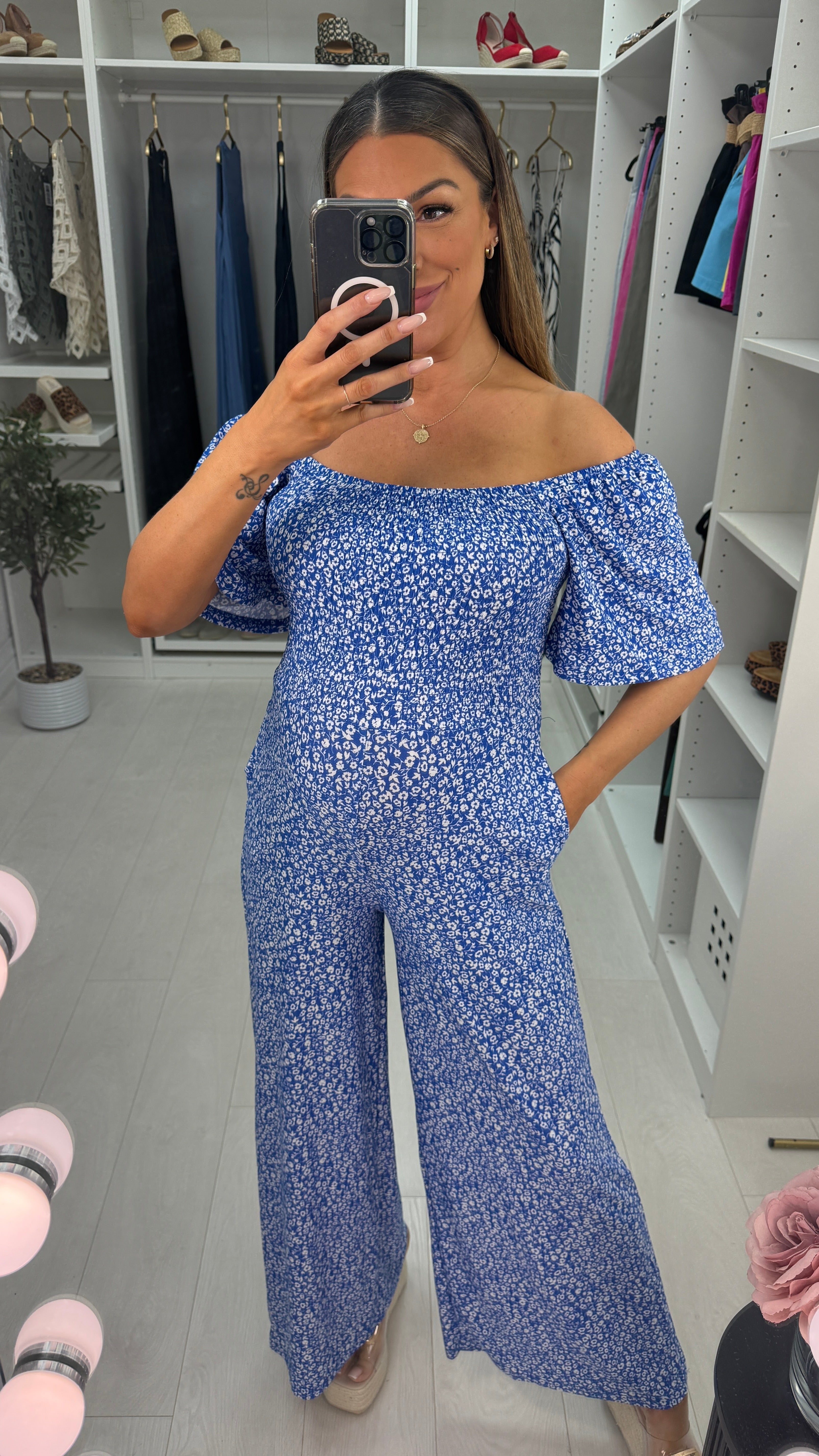 Tola Floral Print Bardot Magic Jumpsuit