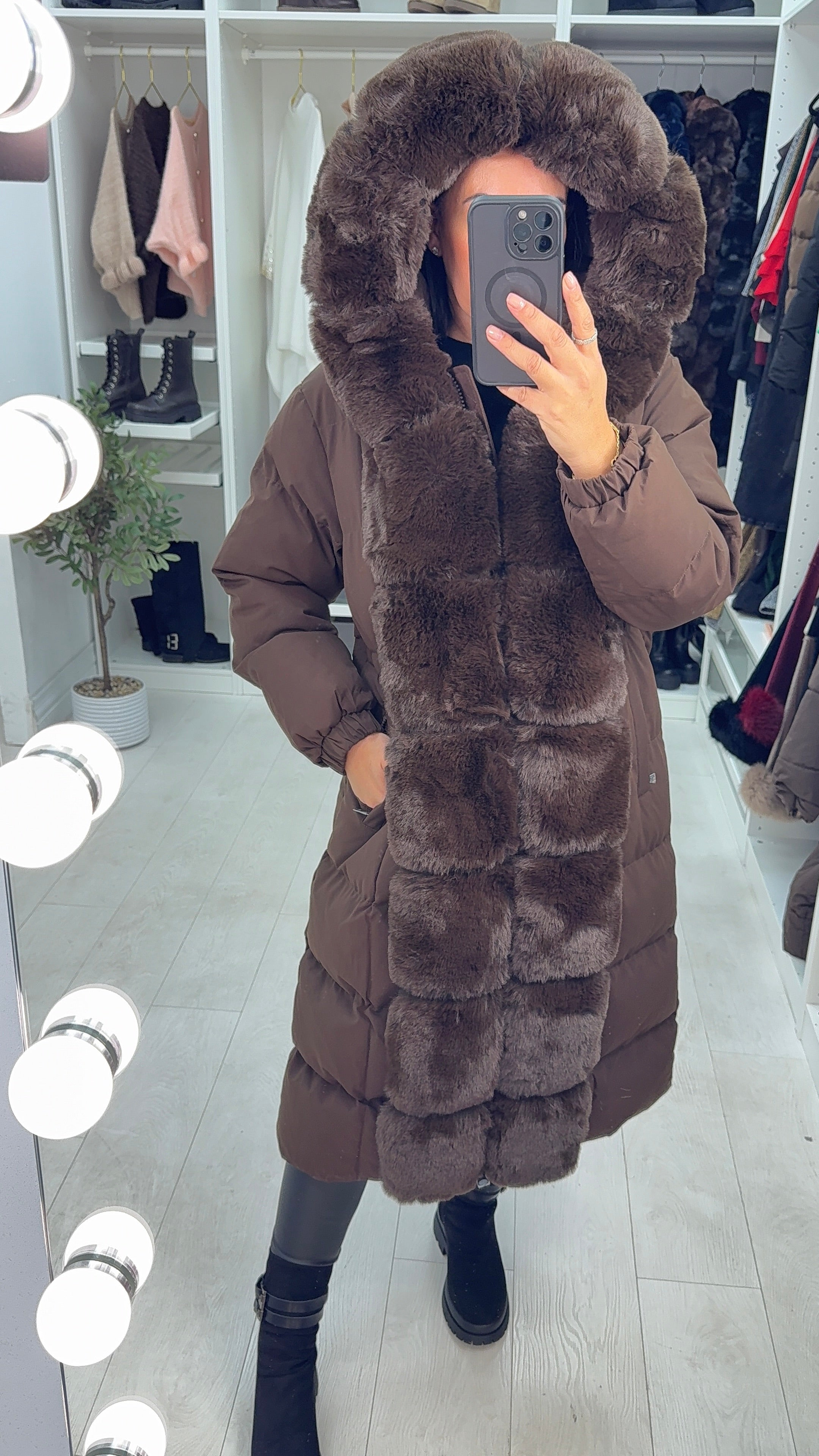 Oakleigh Faux Fur Padded Longline Coat