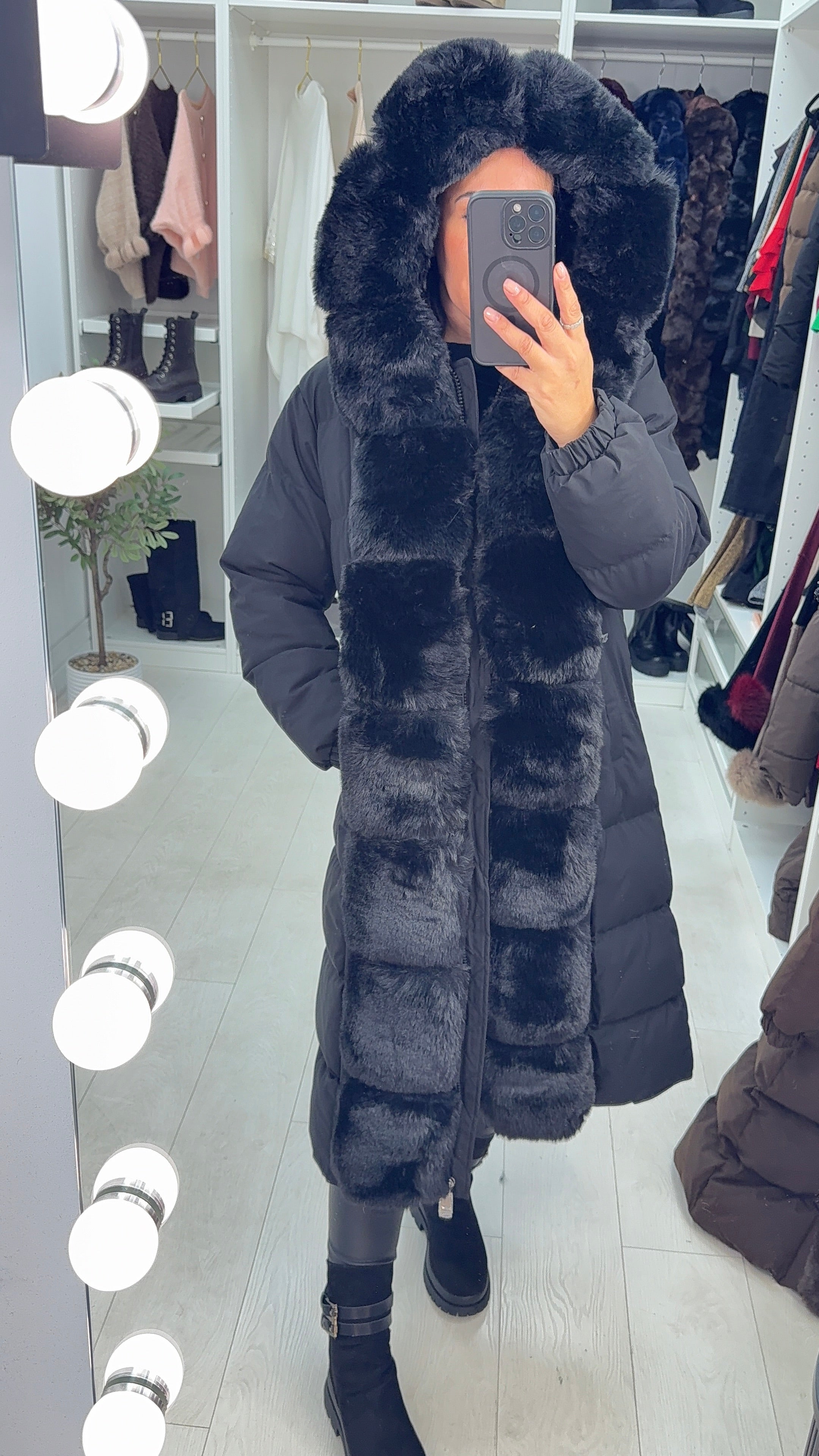 Oakleigh Faux Fur Padded Longline Coat