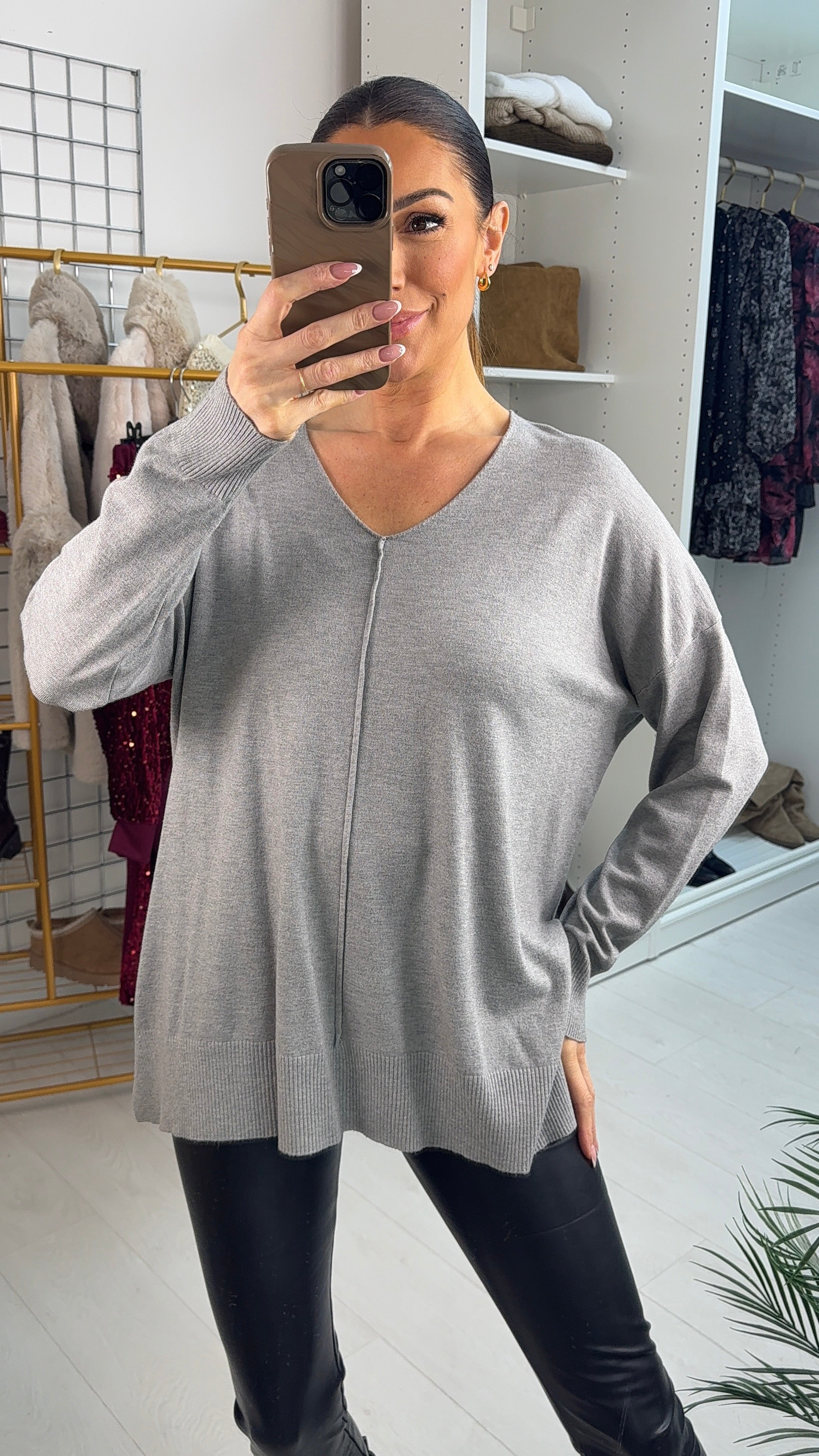 Sude Plain V Neck Jumper