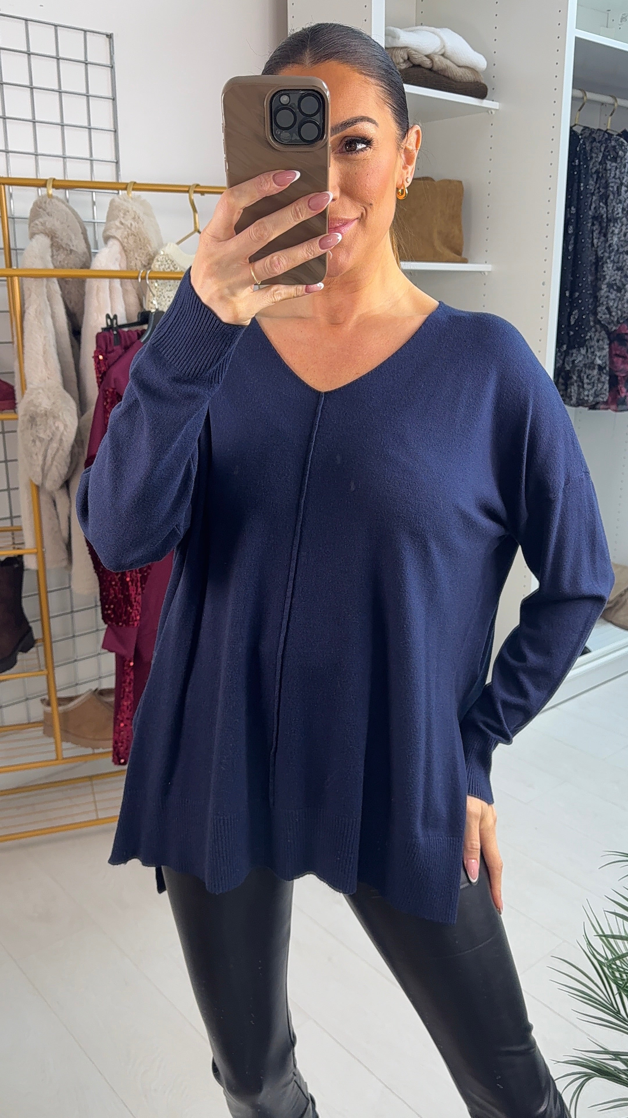Sude Plain V Neck Jumper