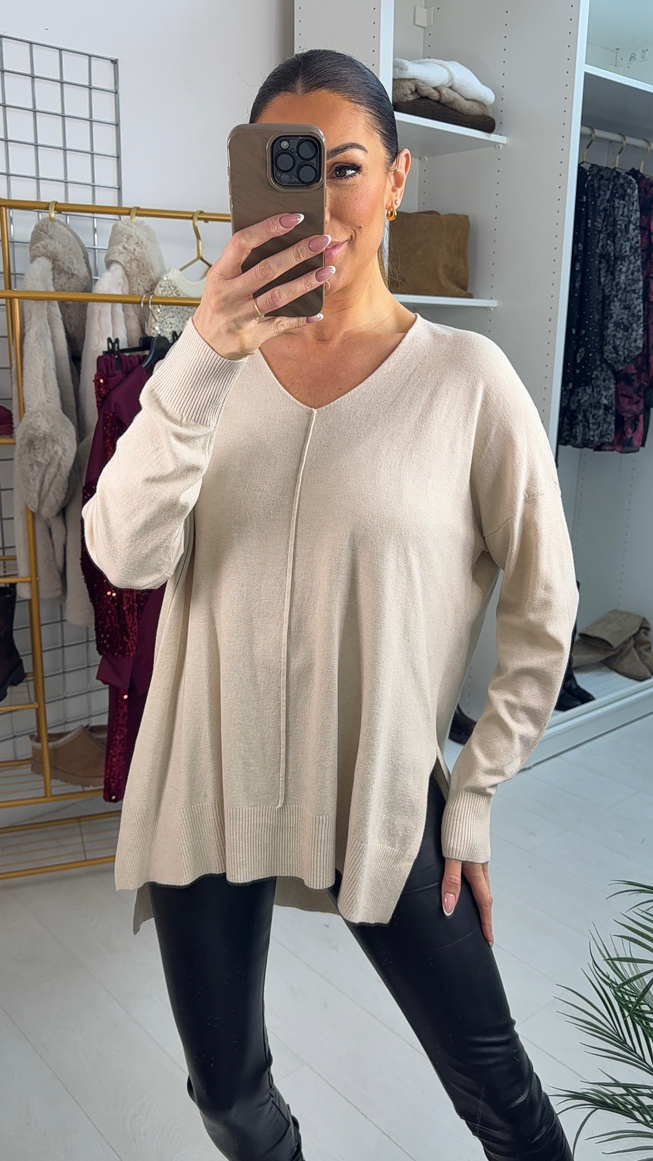 Sude Plain V Neck Jumper