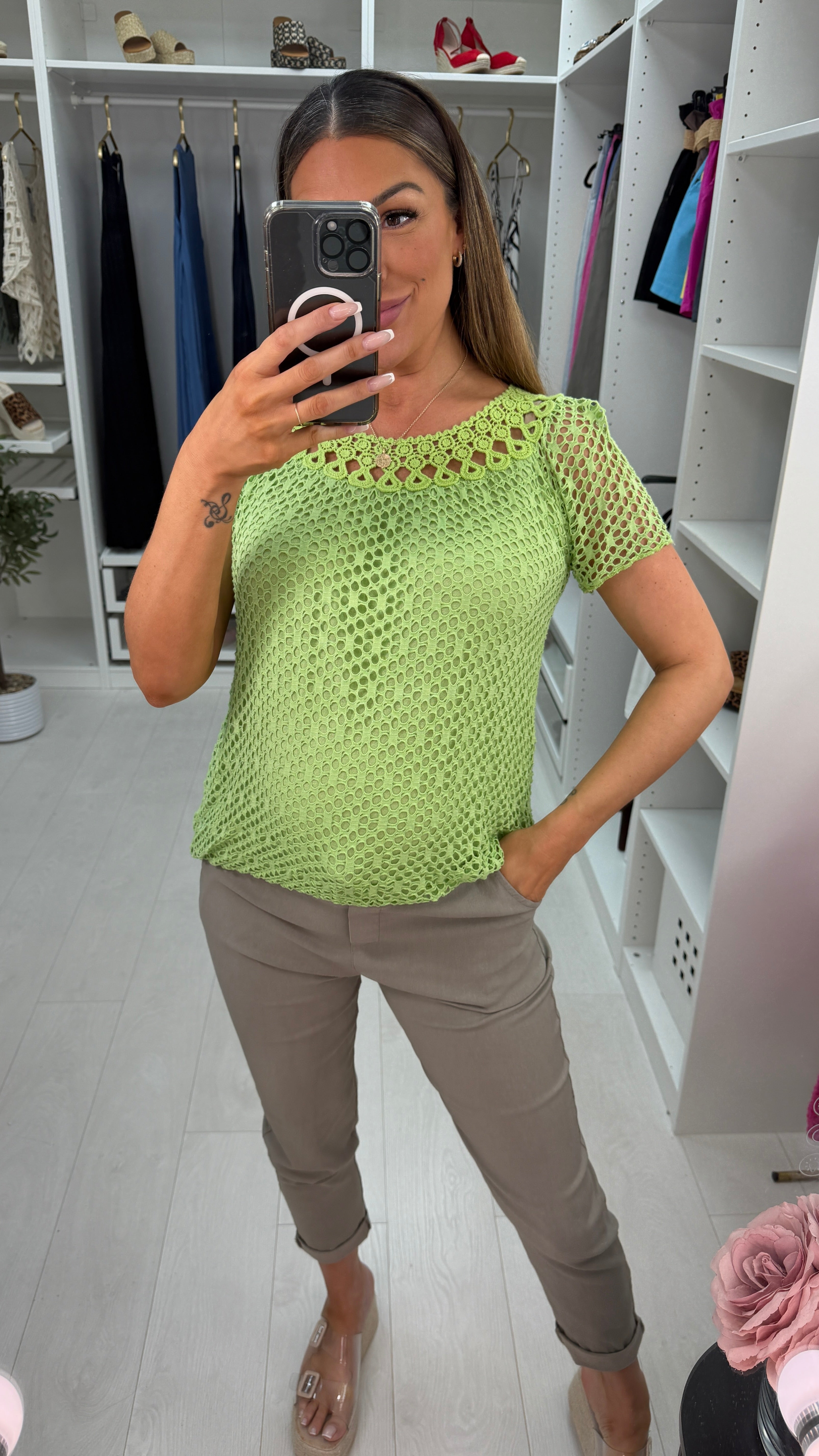 Casandra Crochet Bubble Hem Top