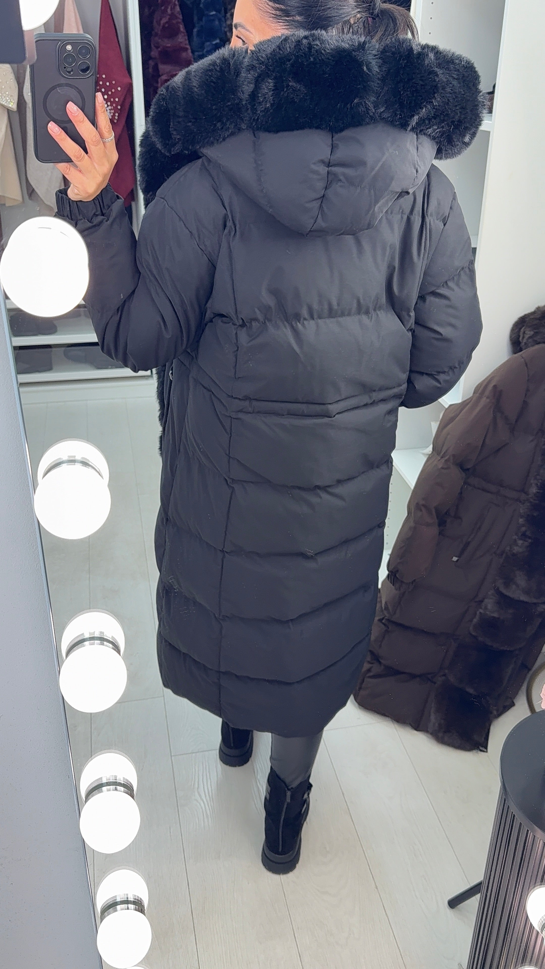 Oakleigh Faux Fur Padded Longline Coat