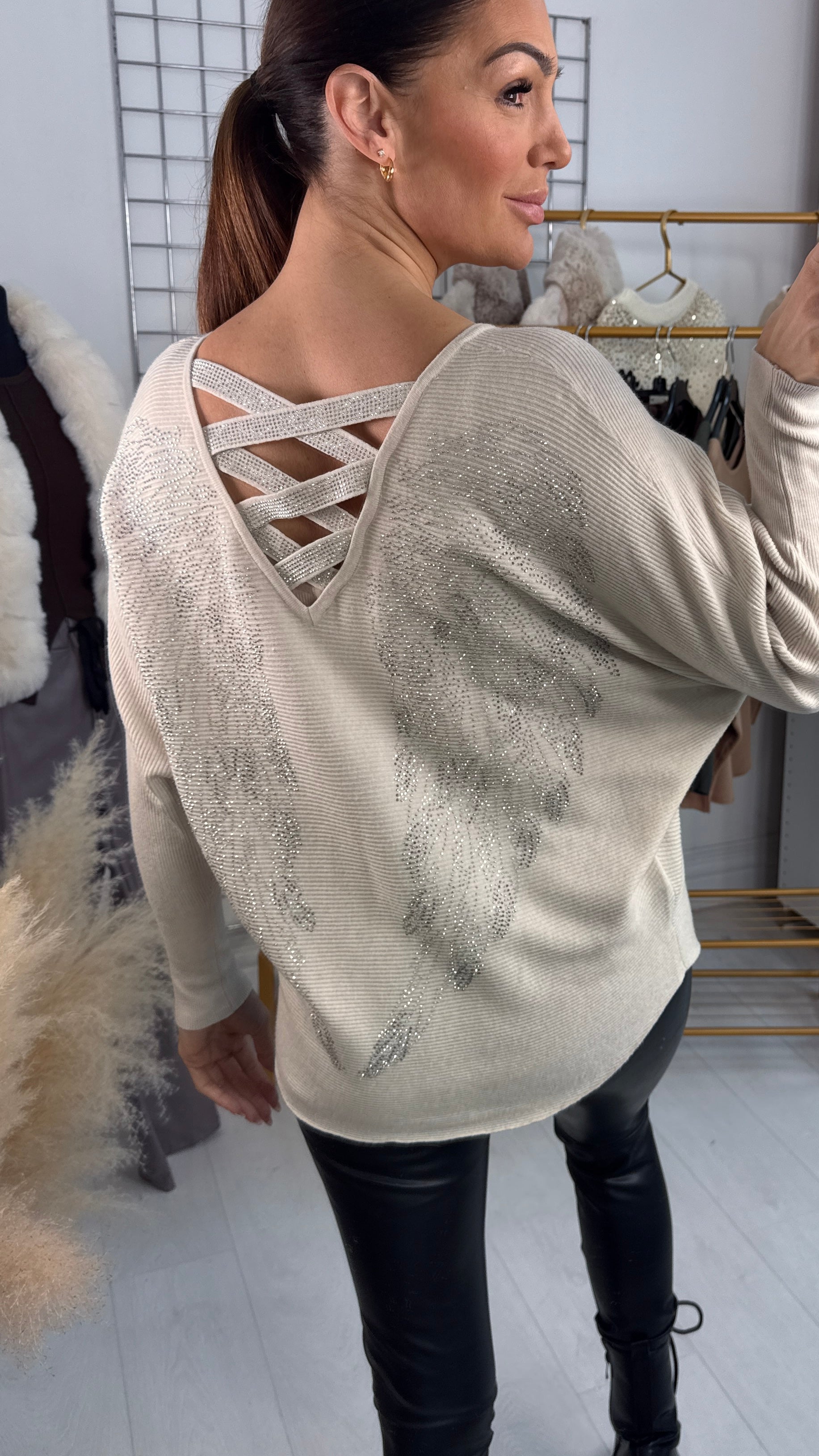 Axel Diamante Angel Wing Cross Back Jumper