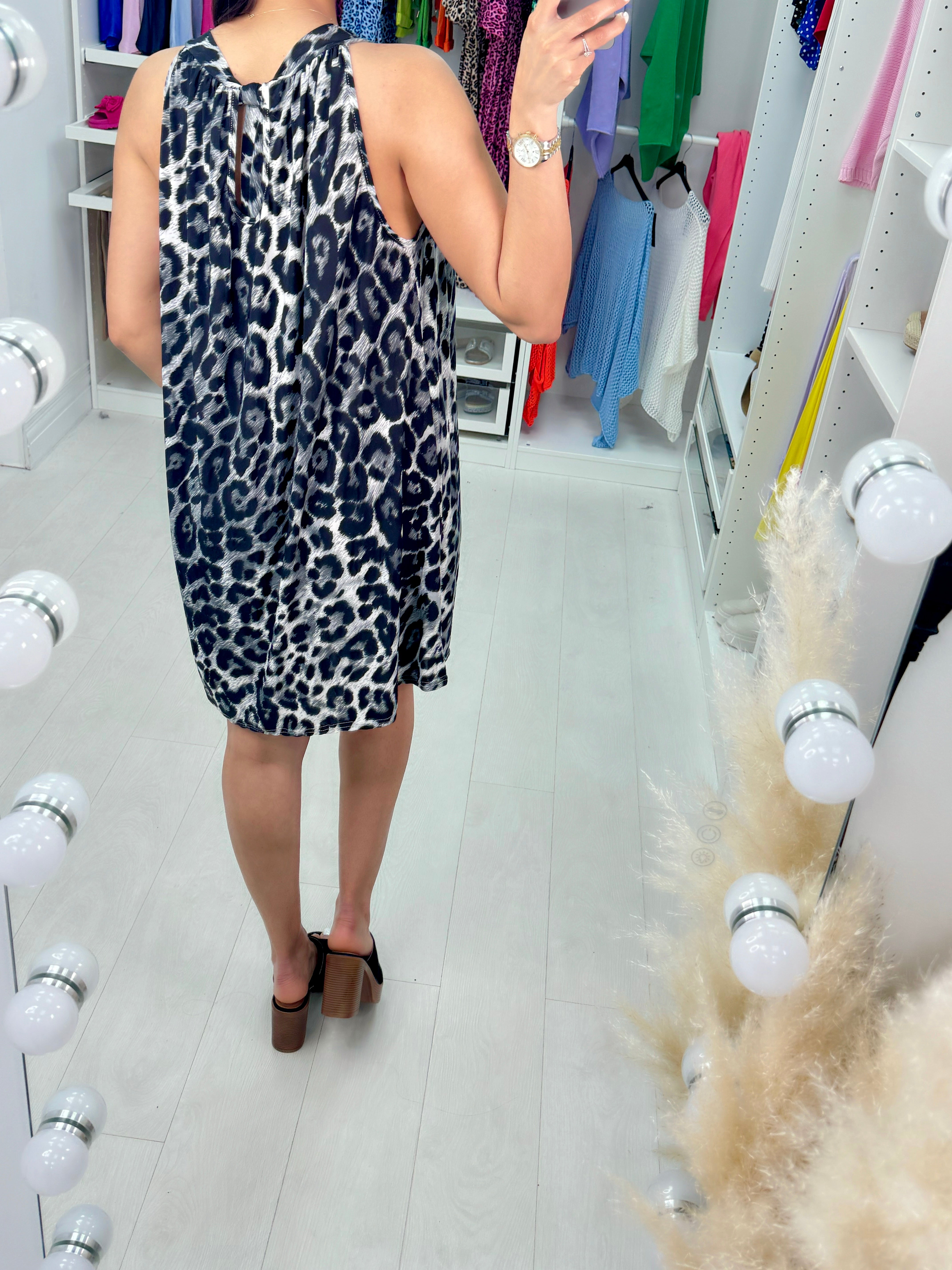 Jalen Leopard Print Halter Neck Dress