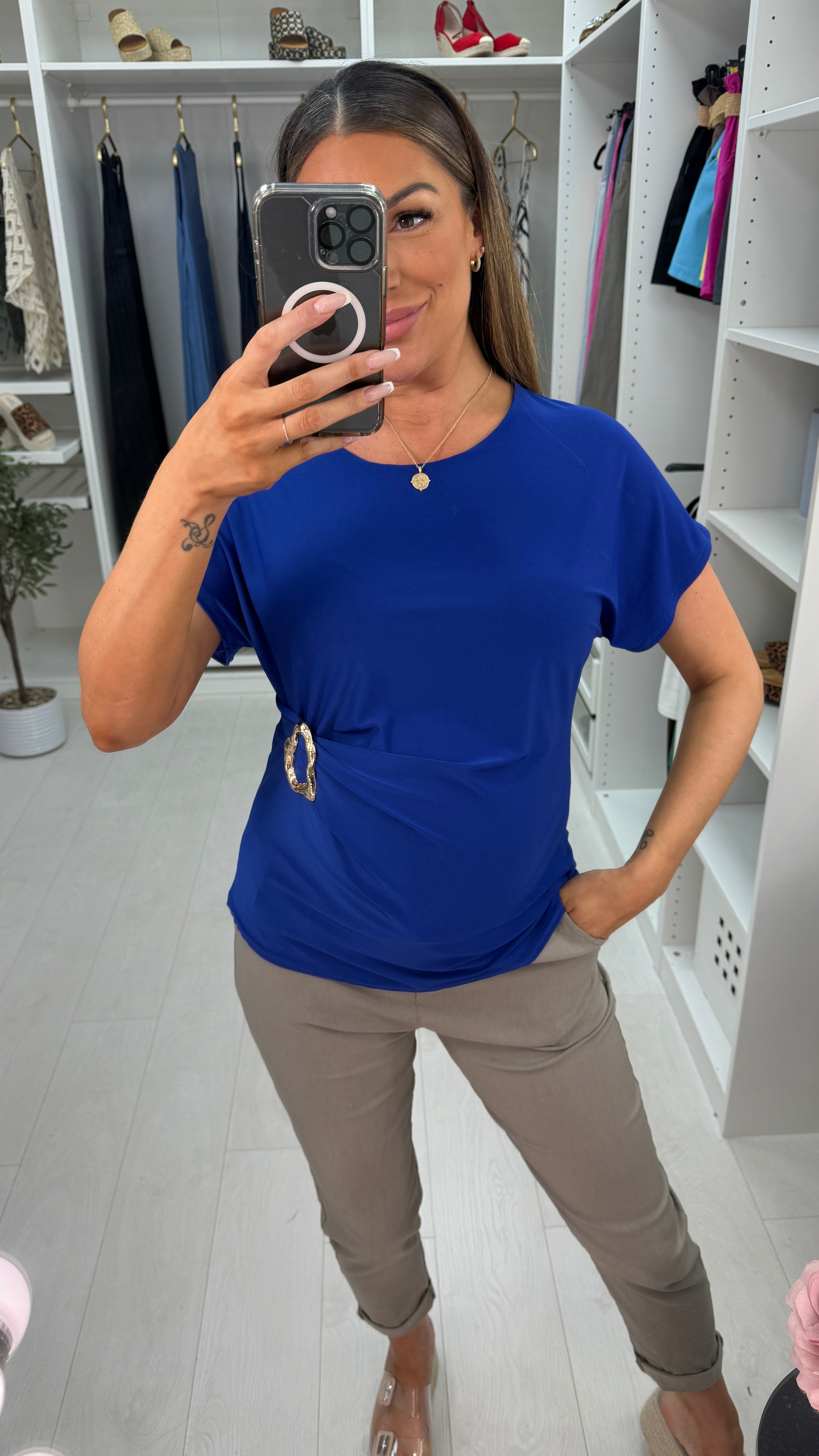 Nadia Plain Buckle Detail Magic Top