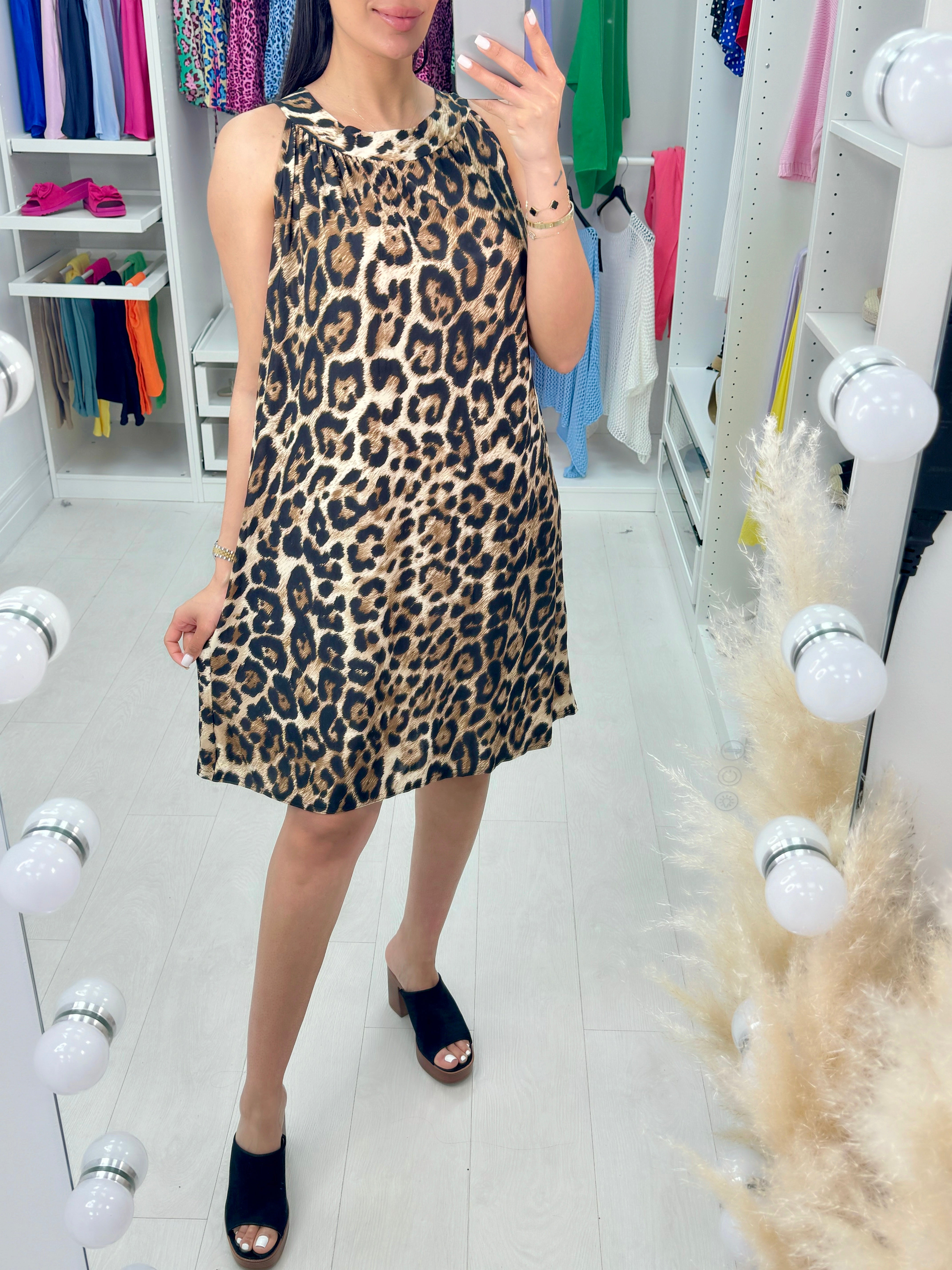 Jalen Leopard Print Halter Neck Dress