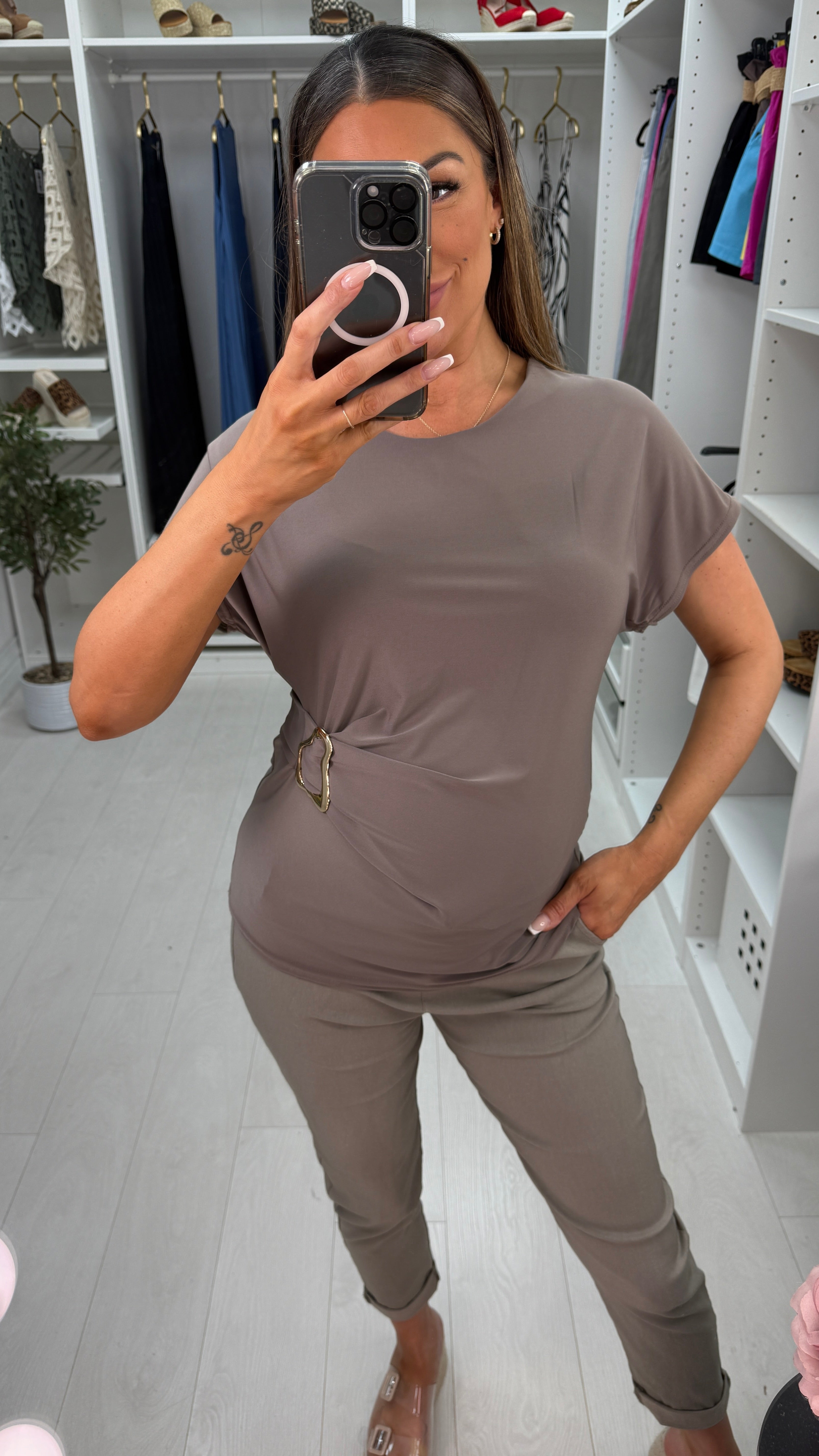 Nadia Plain Buckle Detail Magic Top