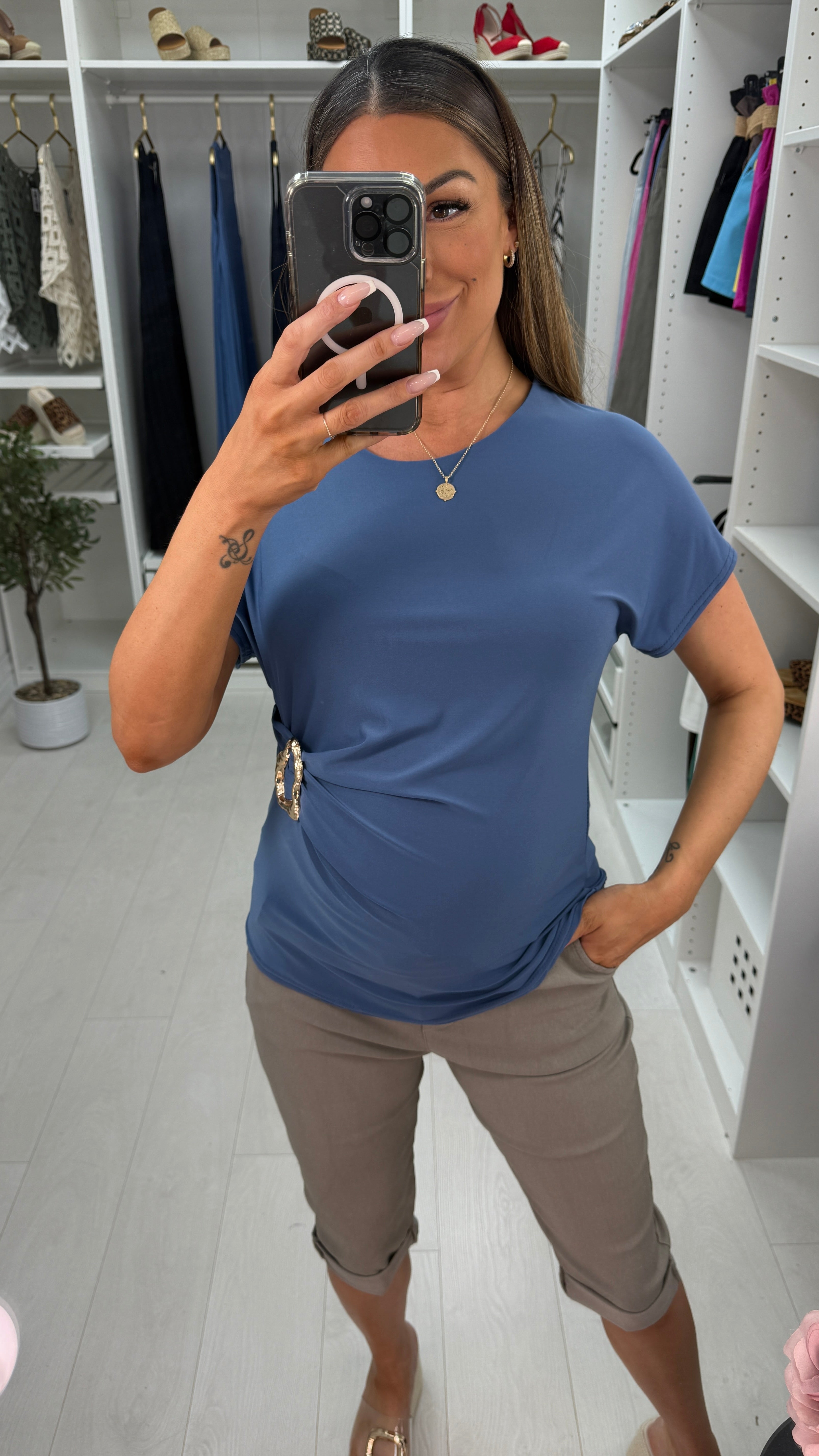 Nadia Plain Buckle Detail Magic Top
