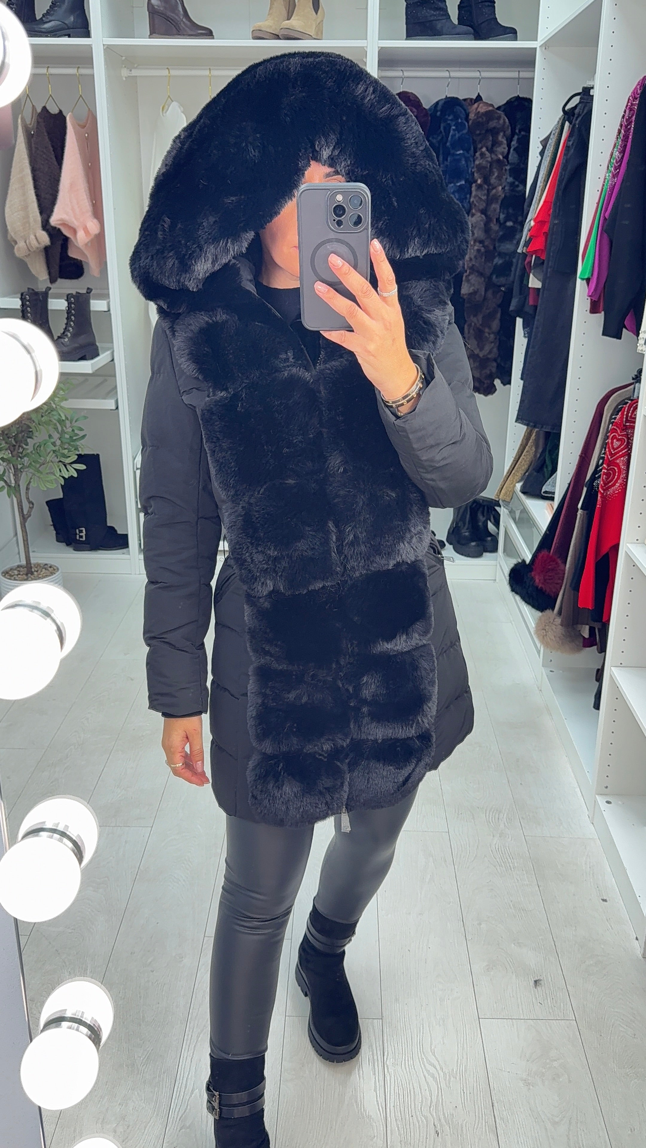 Waverly Faux Fur Padded & Belted Coat