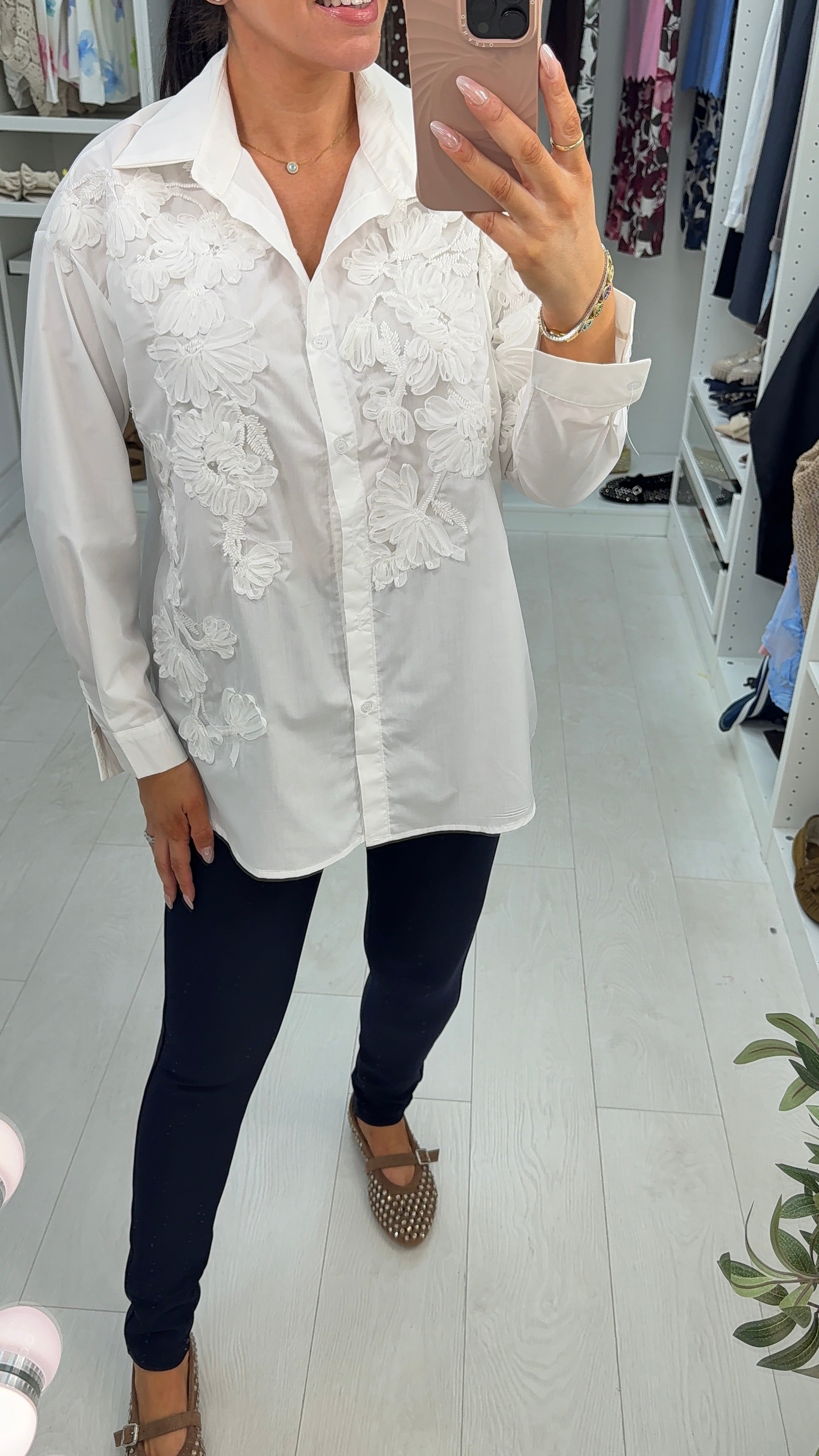 Fiorella Embroidered Floral Relaxed Fit Shirt