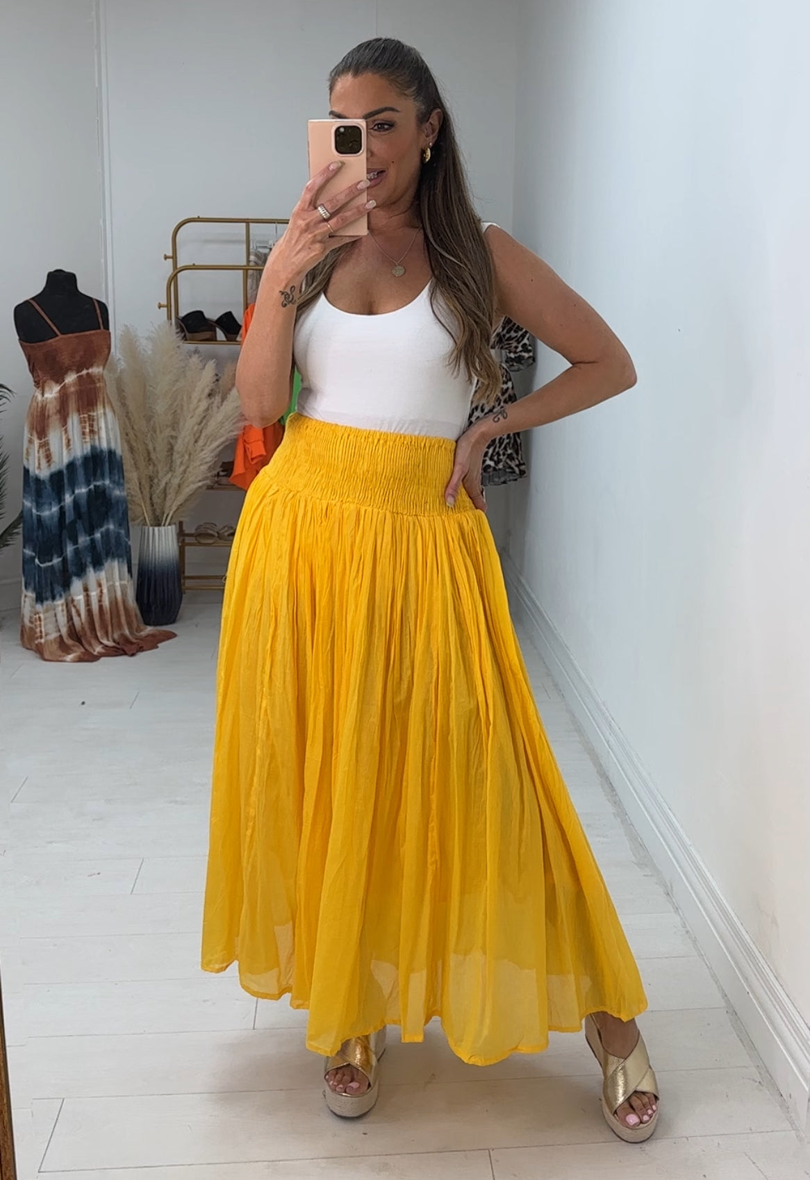 Stefanie Plain Elasticated High Waist Maxi Skirt