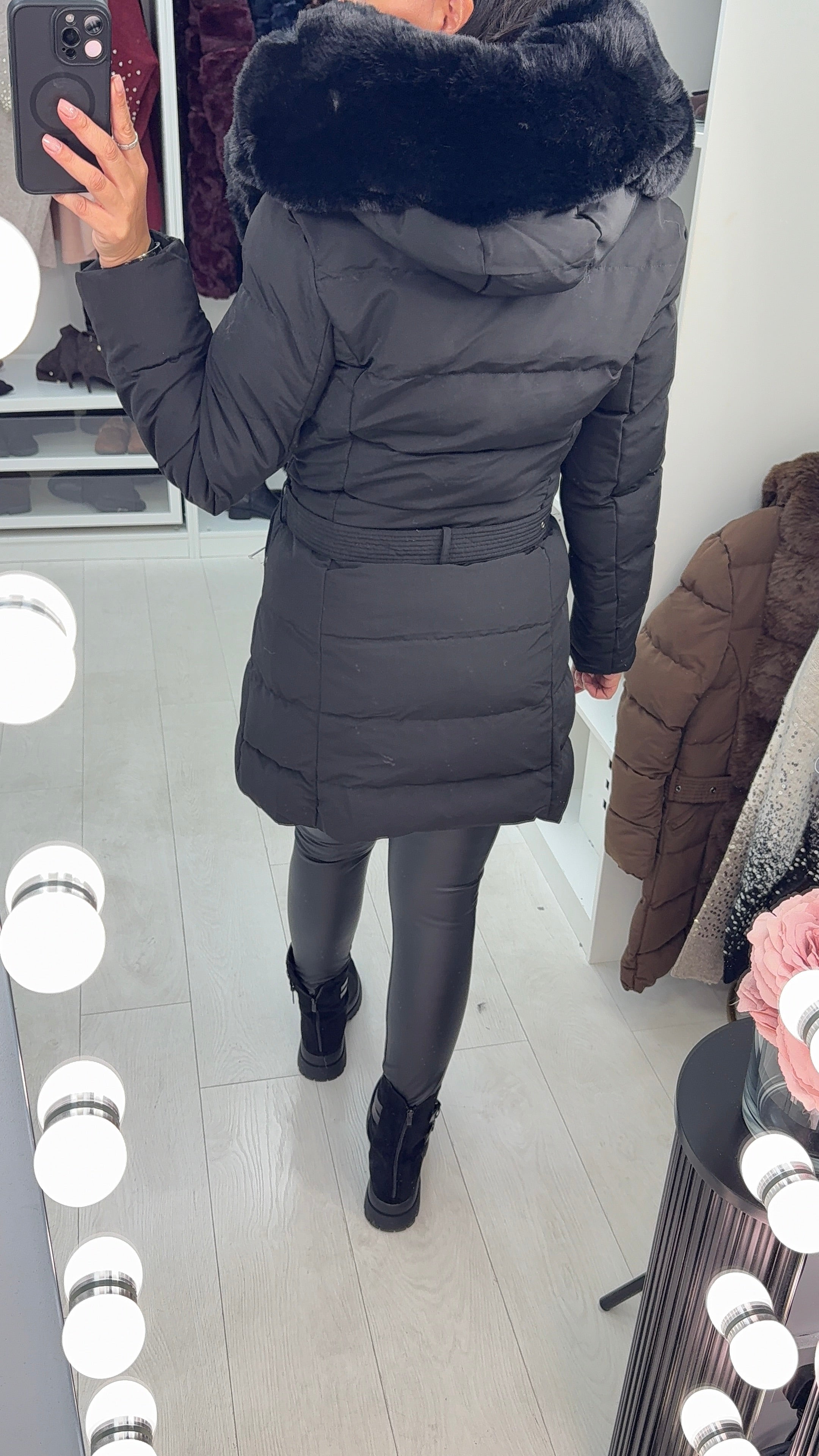 Waverly Faux Fur Padded & Belted Coat