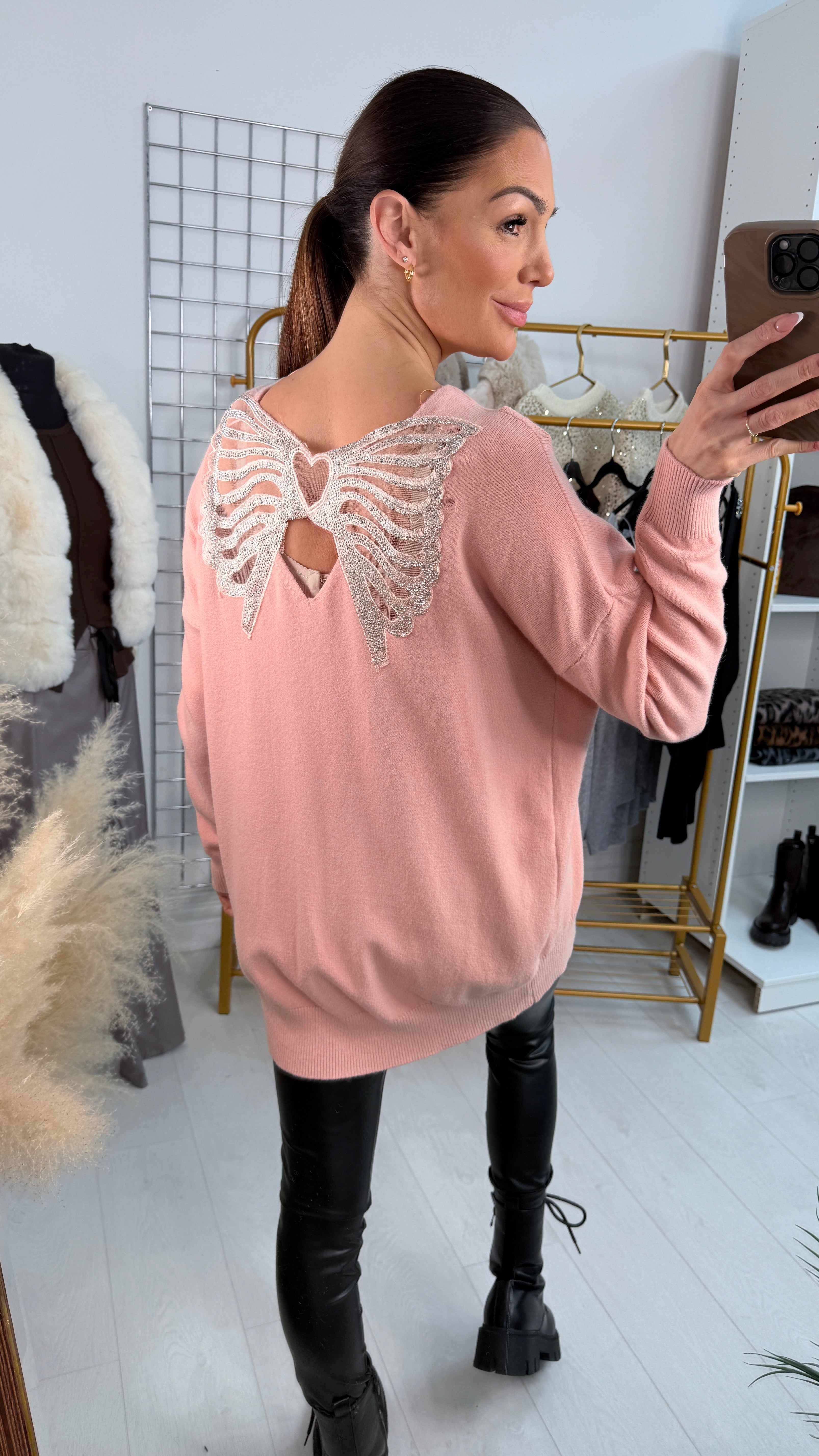Chenko Butterfly Diamante Back Jumper