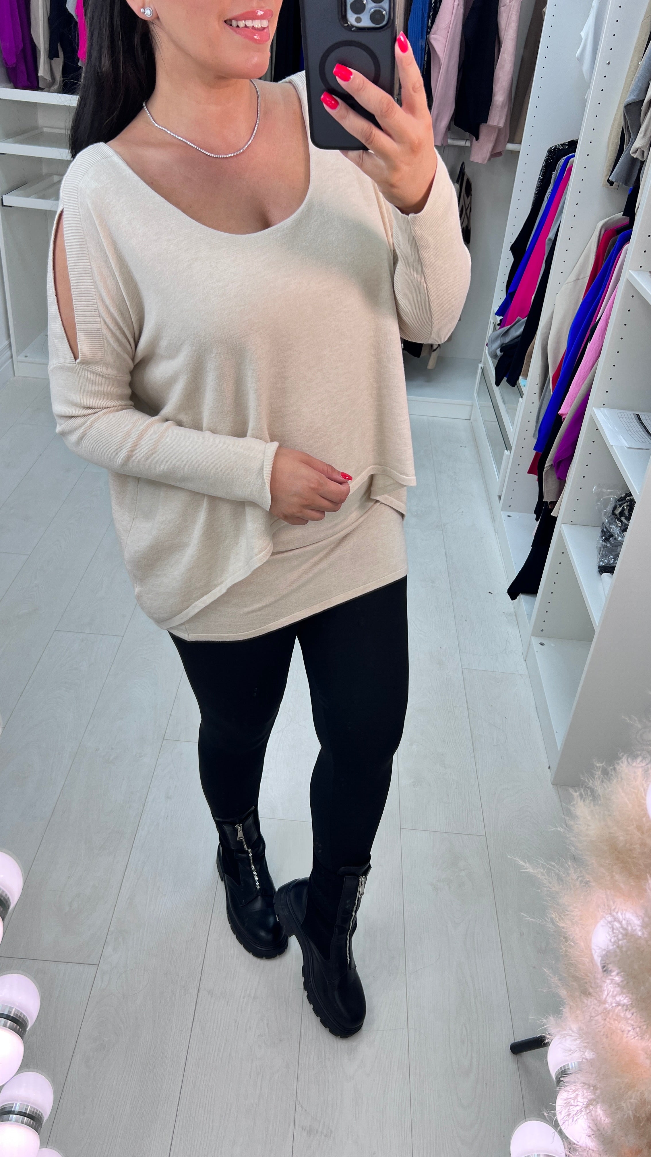 Candace Cold Shoulder Double Layered Jumper