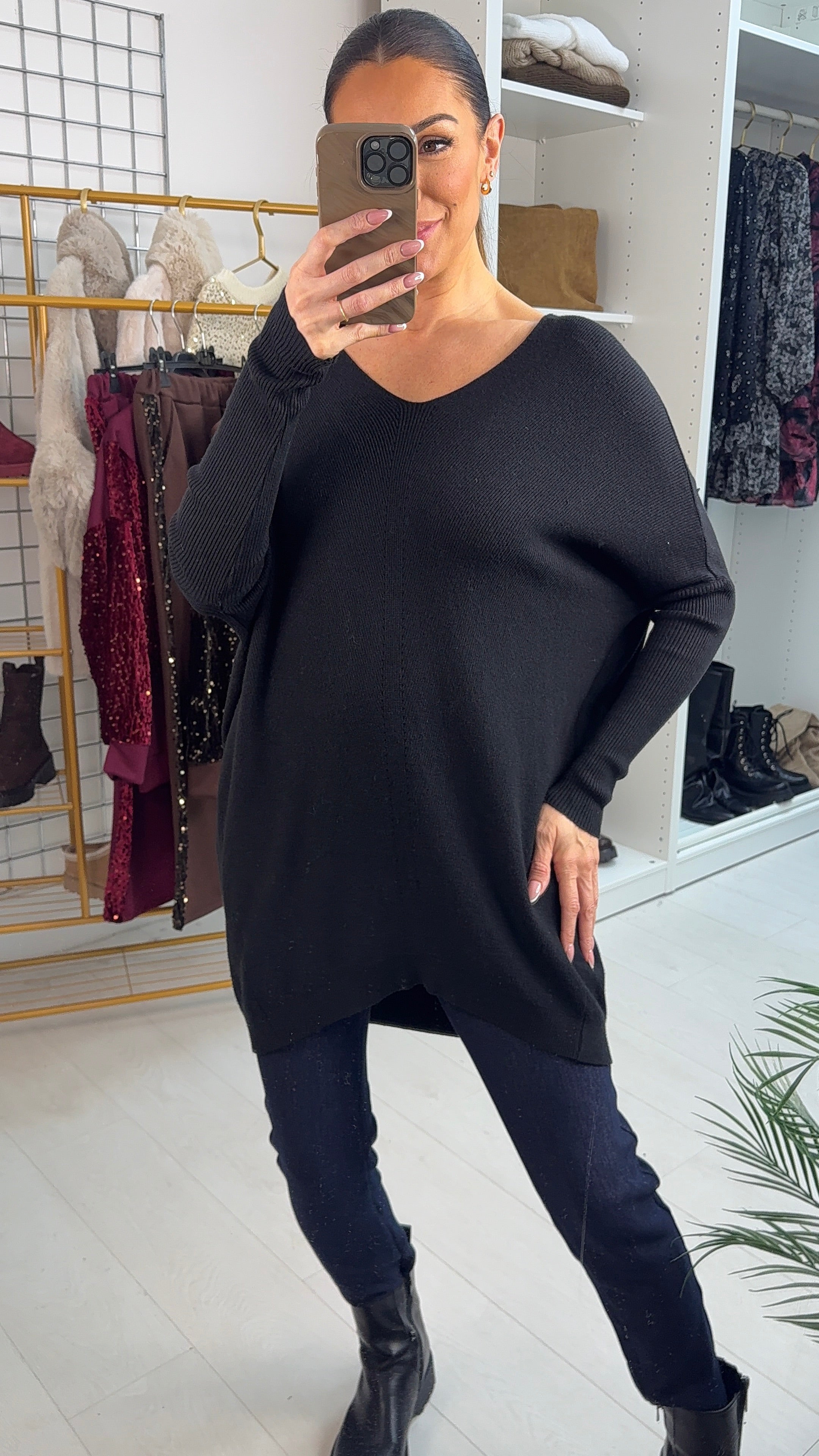 Marlene Curved Hem Rib Detail Jumper