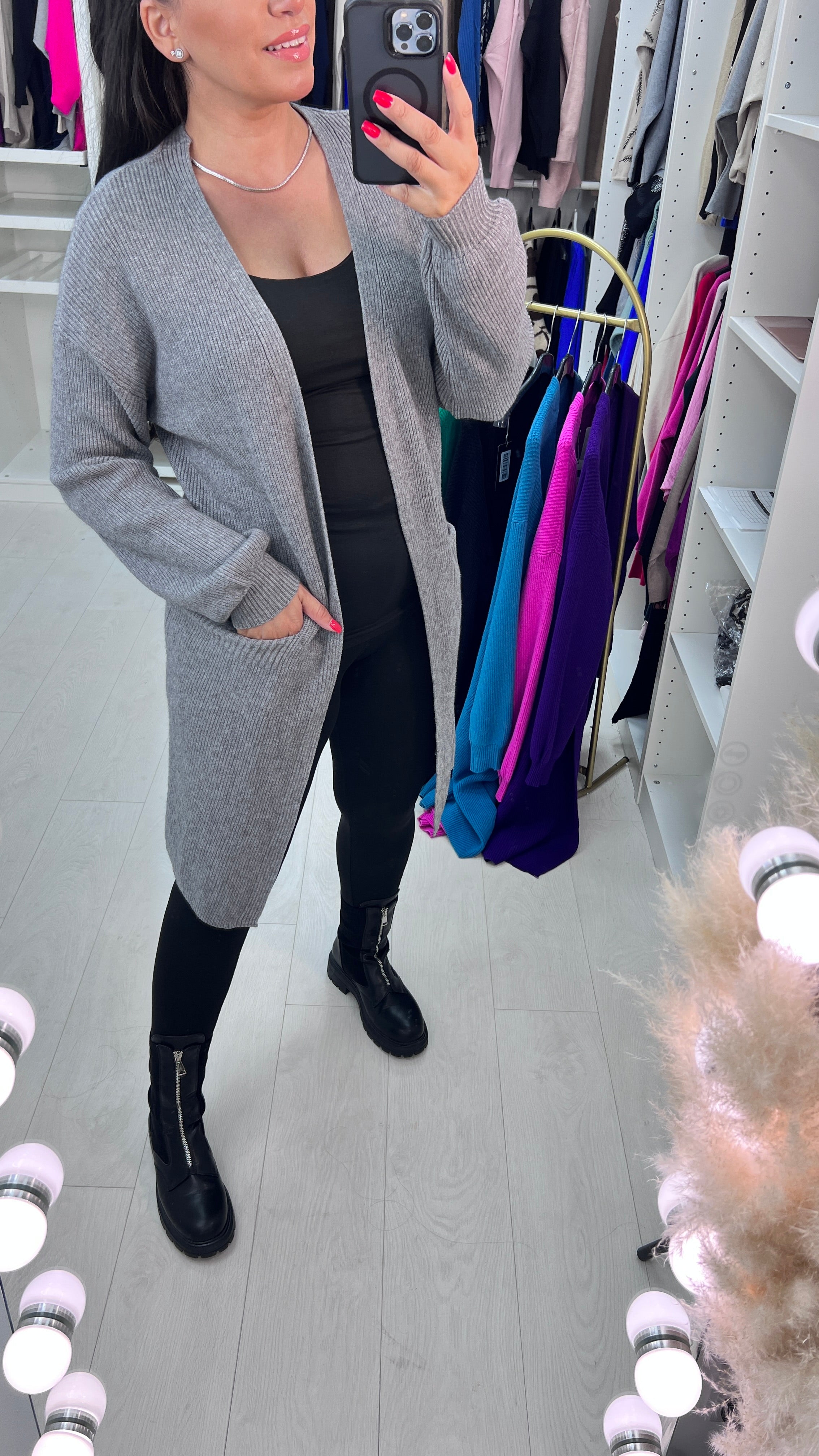 Conrad Longline Ribbed Knitted Cardigan