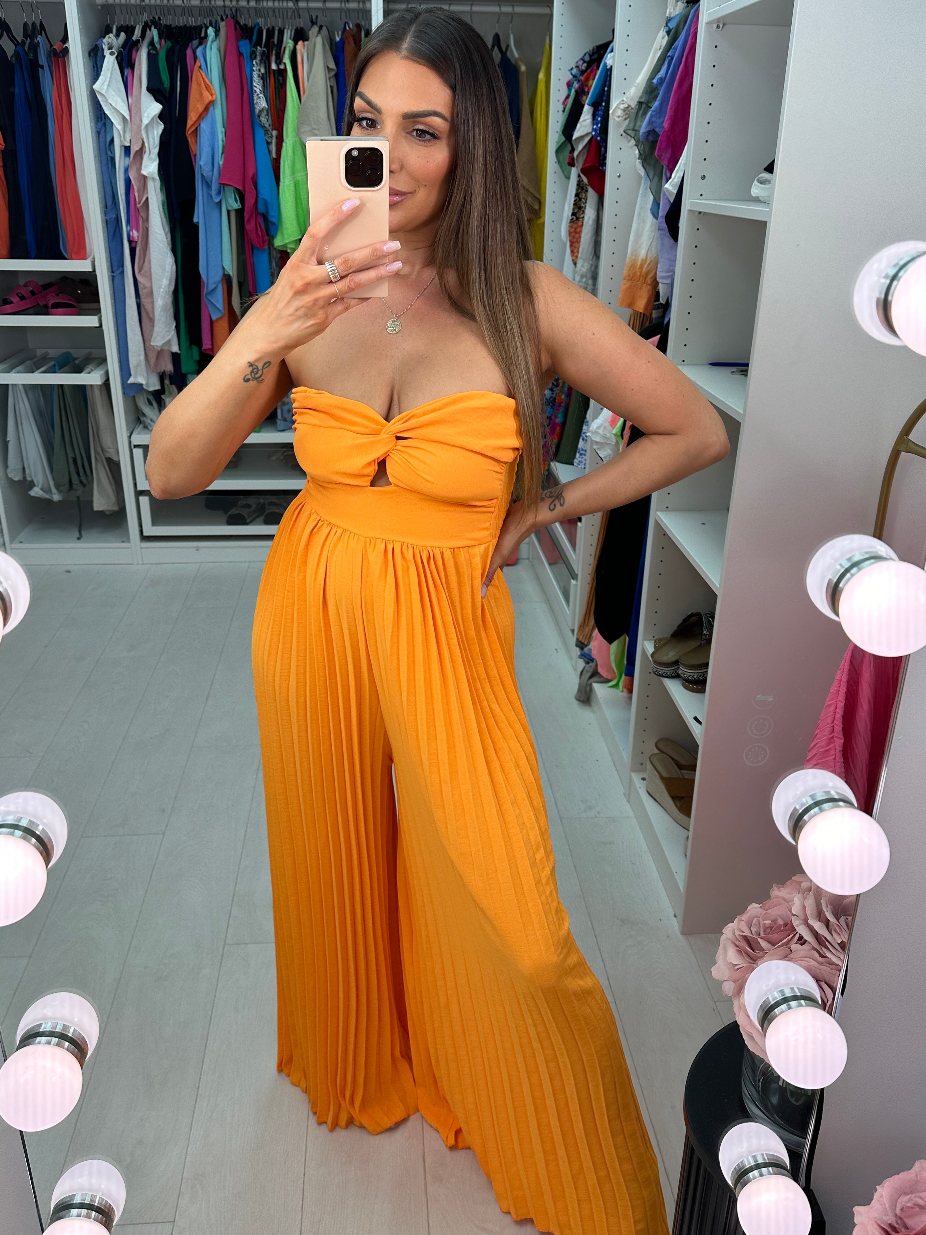 Agostina Pleated Jumpsuit With Padded Bust