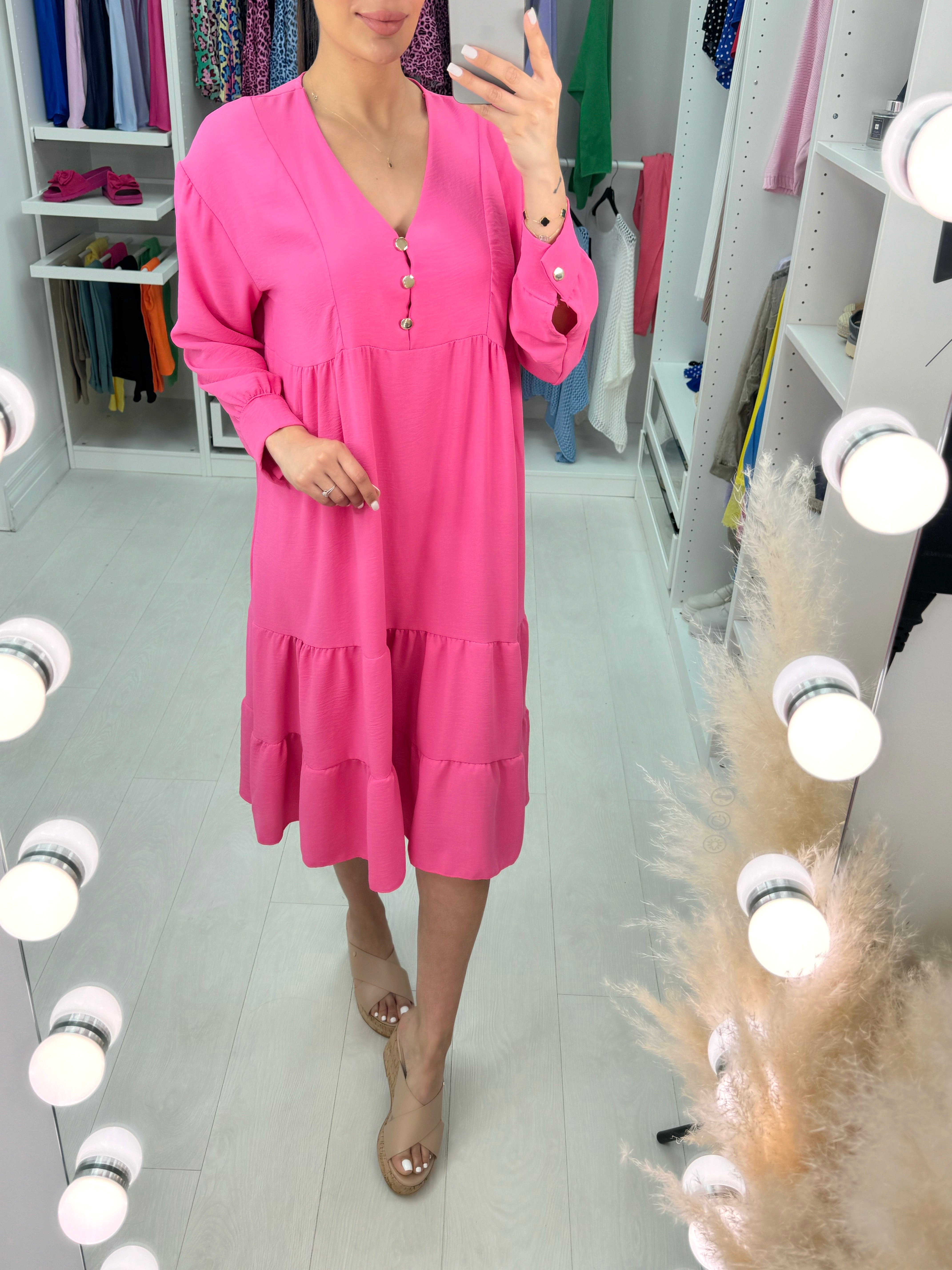 Lumi Plain Tiered Hem Smock Dress