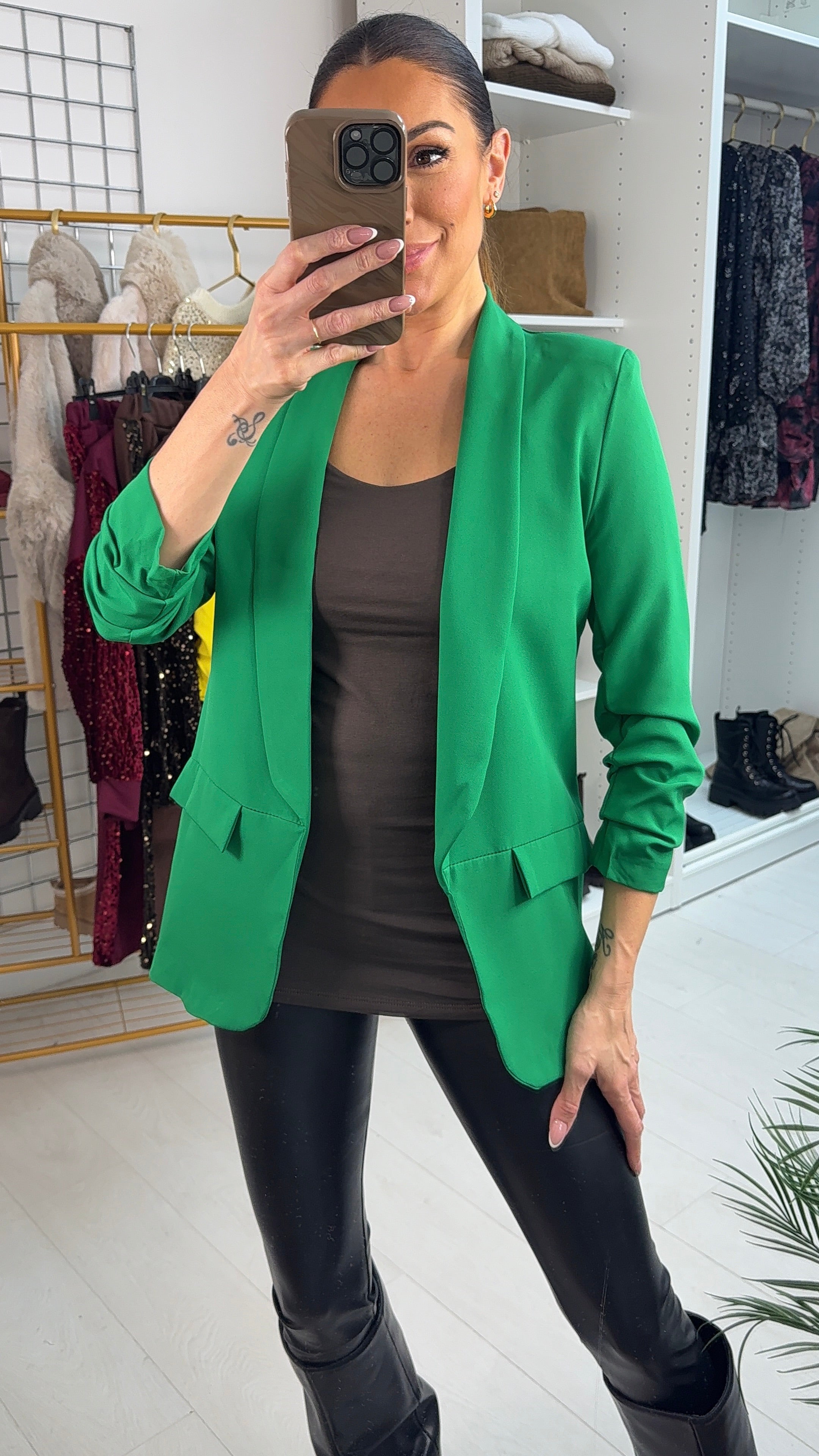 Gelato Ruched Sleeve Blazer