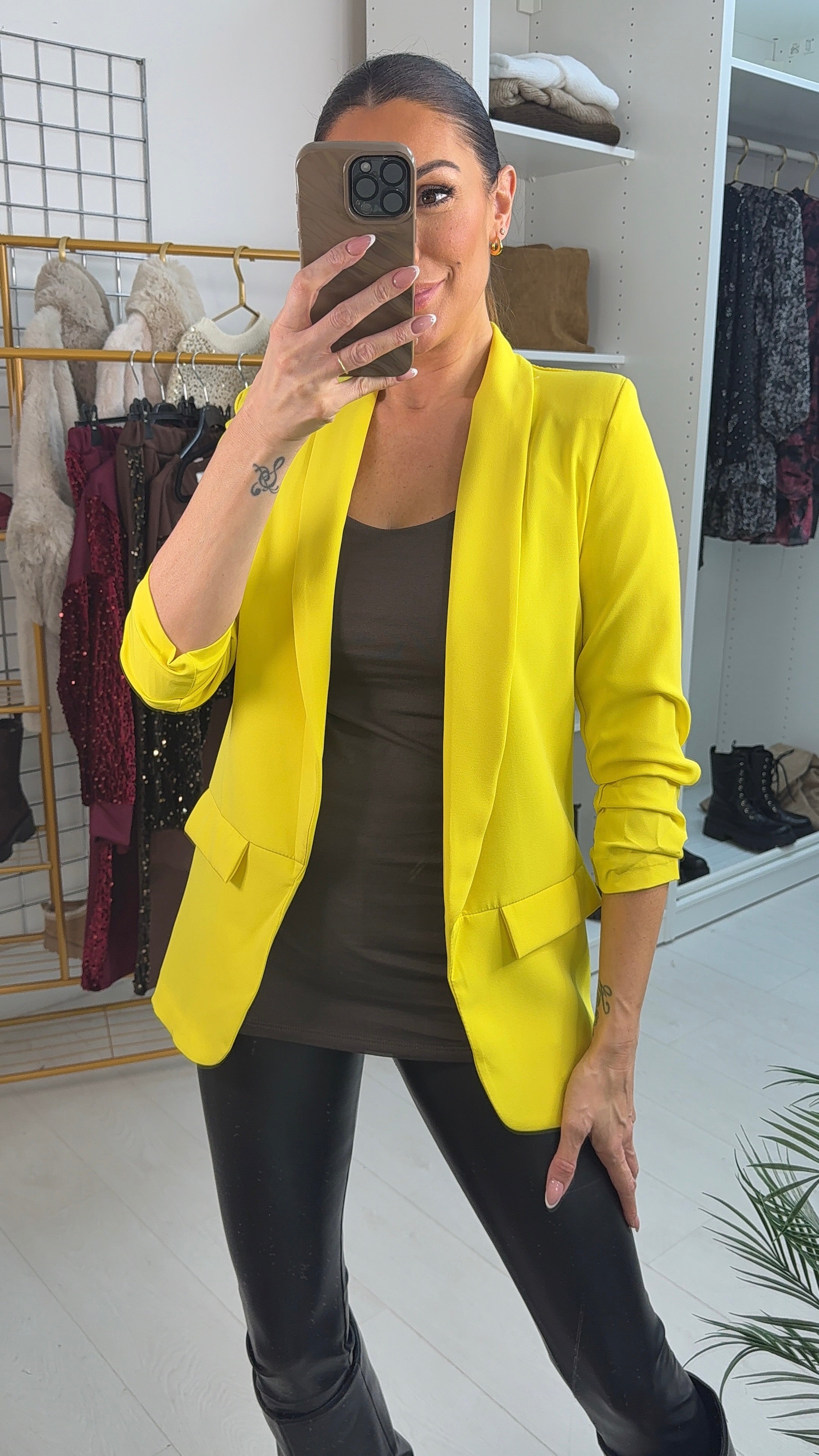 Gelato Ruched Sleeve Blazer