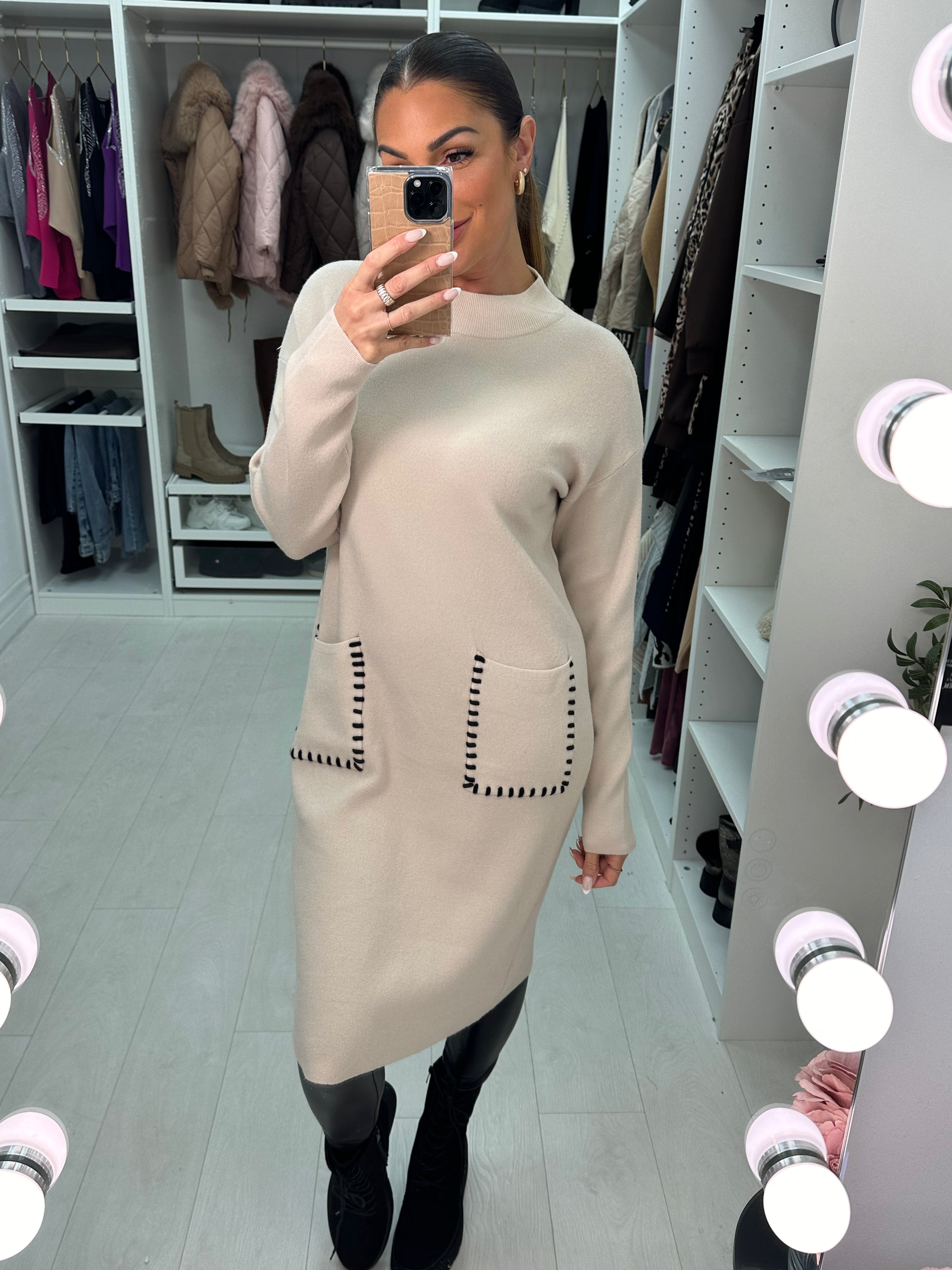 Lucy Pocket Detailed Knit Jumper Dress