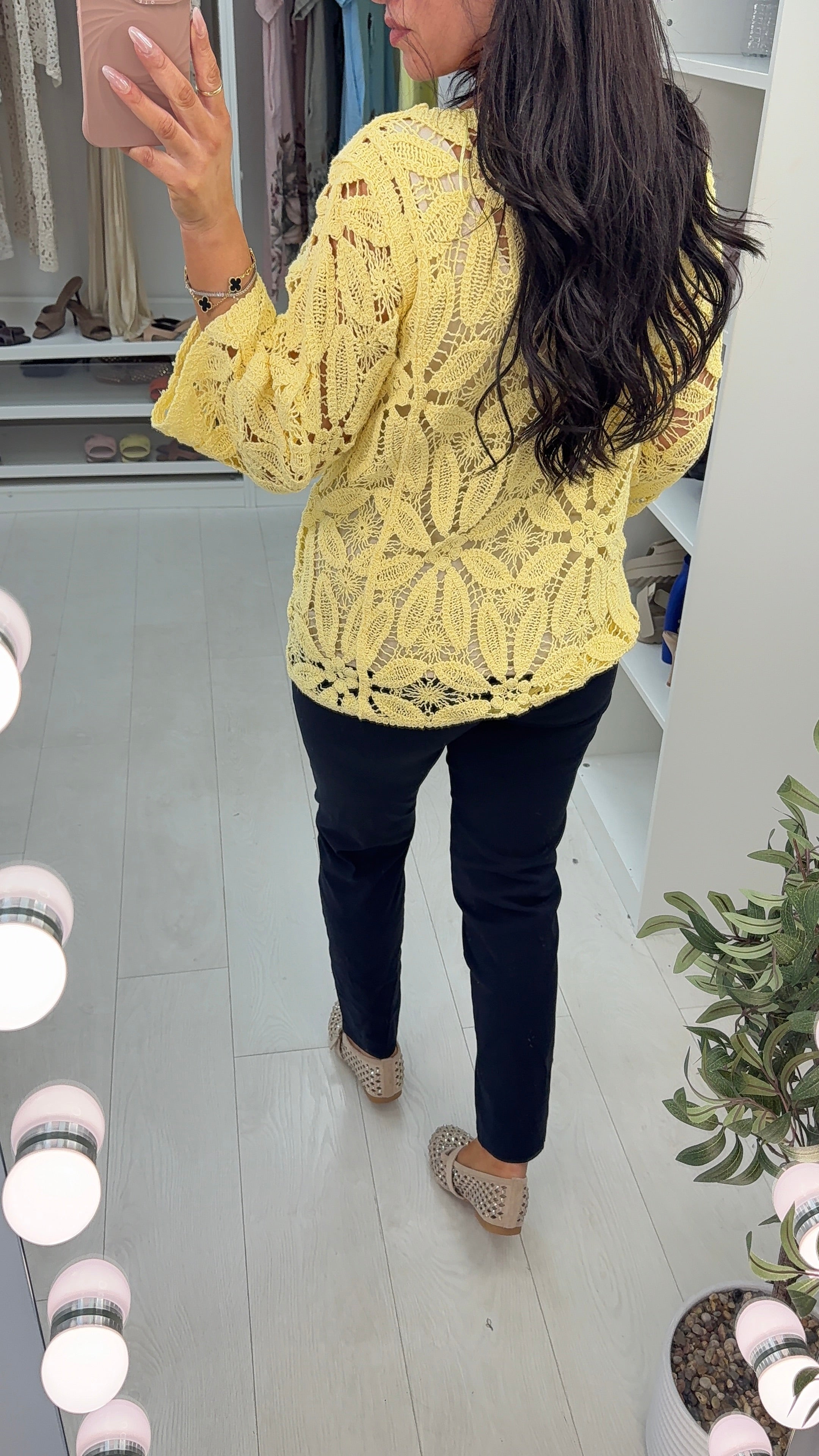 Rainey Crochet 3/4 Sleeve Top