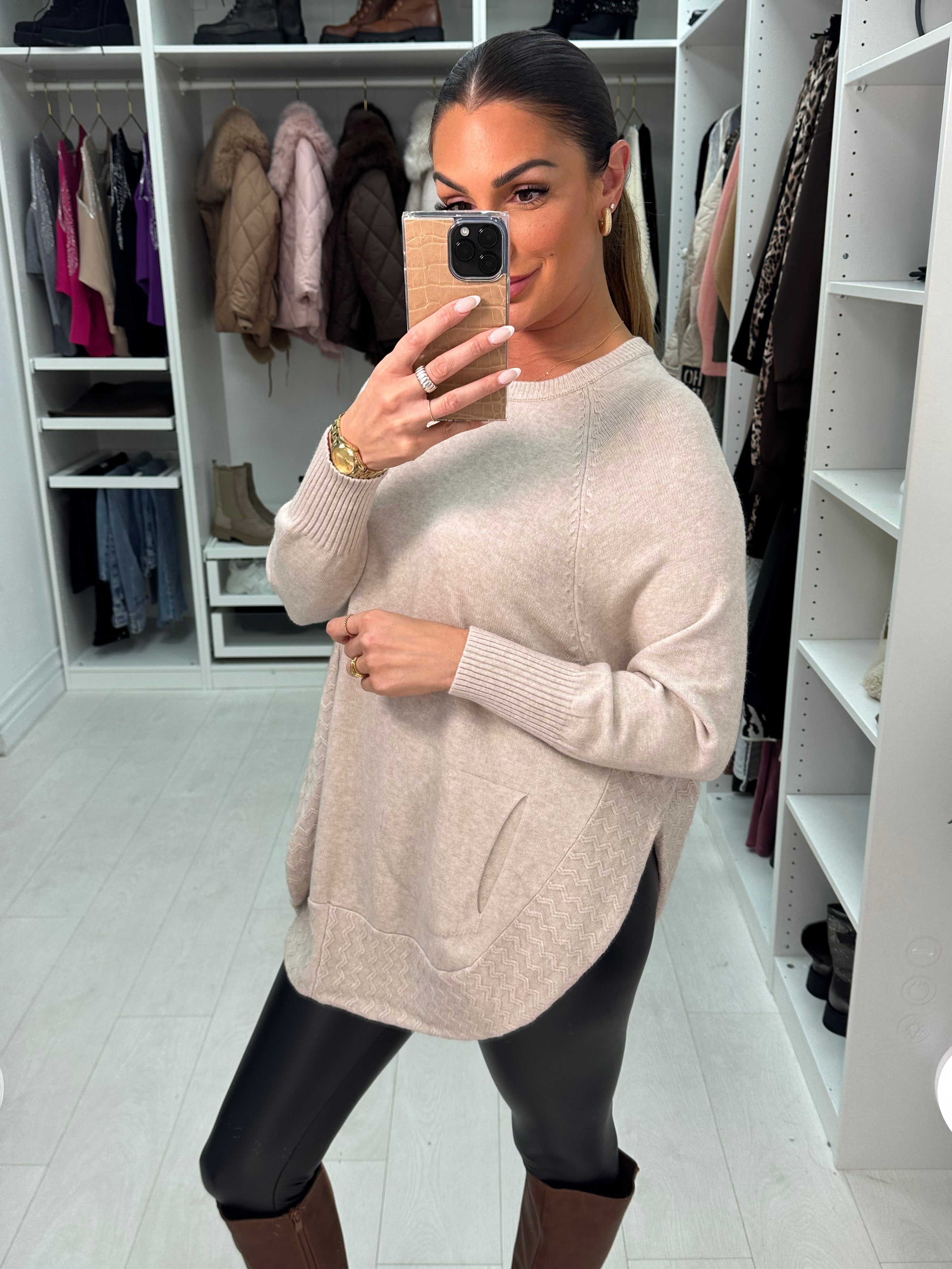 Tillie Pocket Front Zig Zag Detailed Jumper