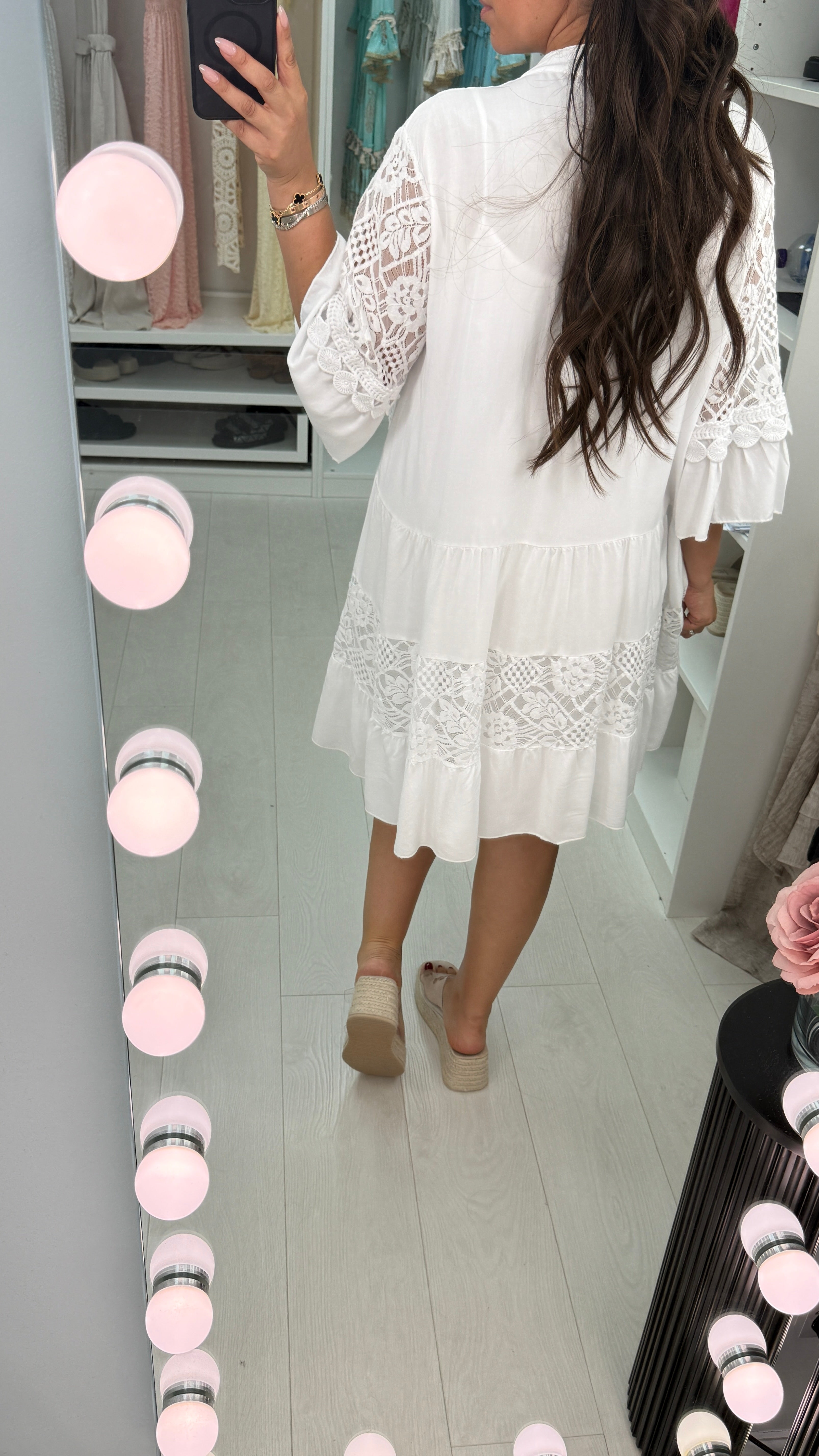 Rebecca Lace Embroidered Detail Smock Dress