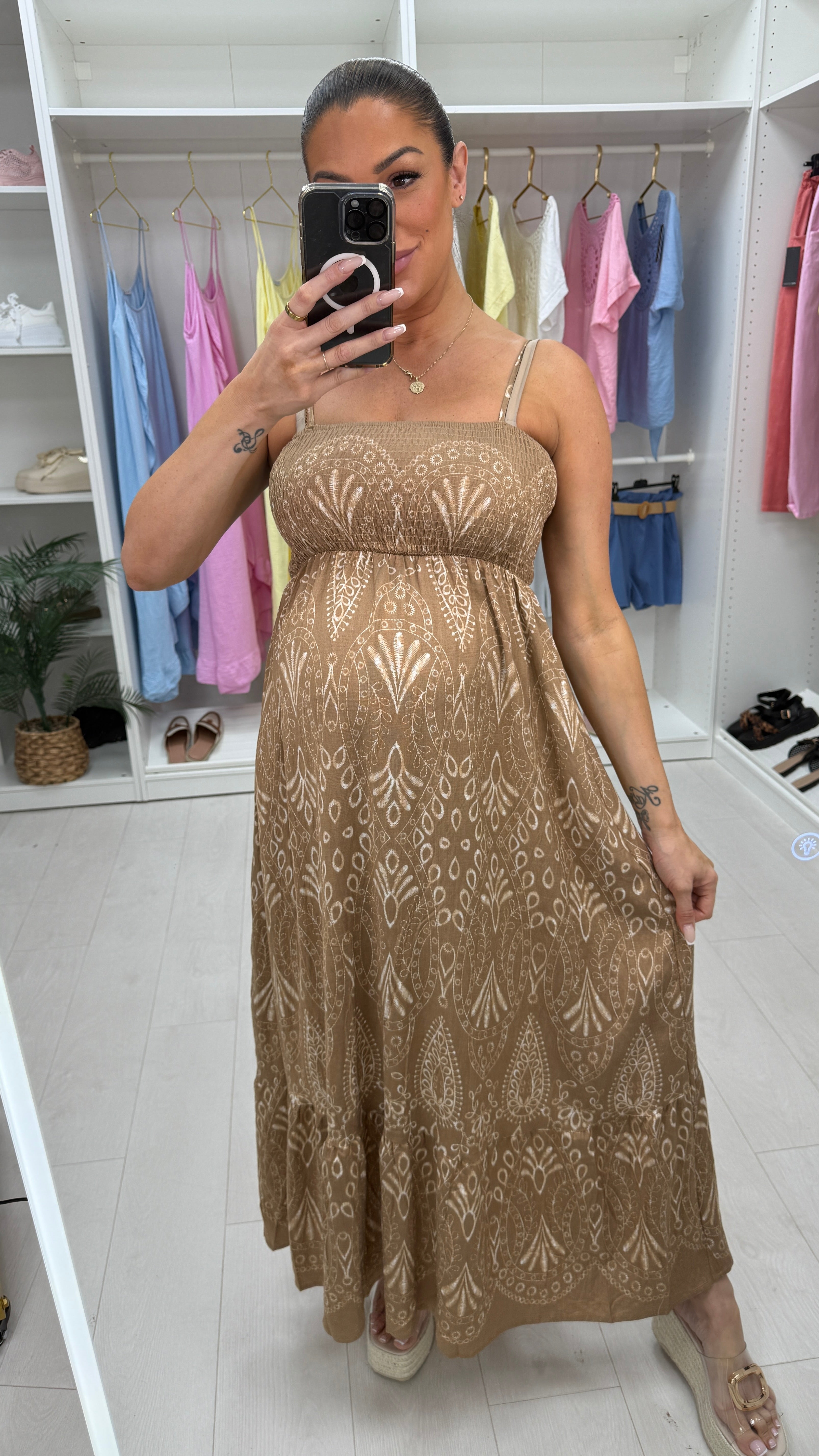 Briony Abstract Print Elasticated Bust Maxi Dress