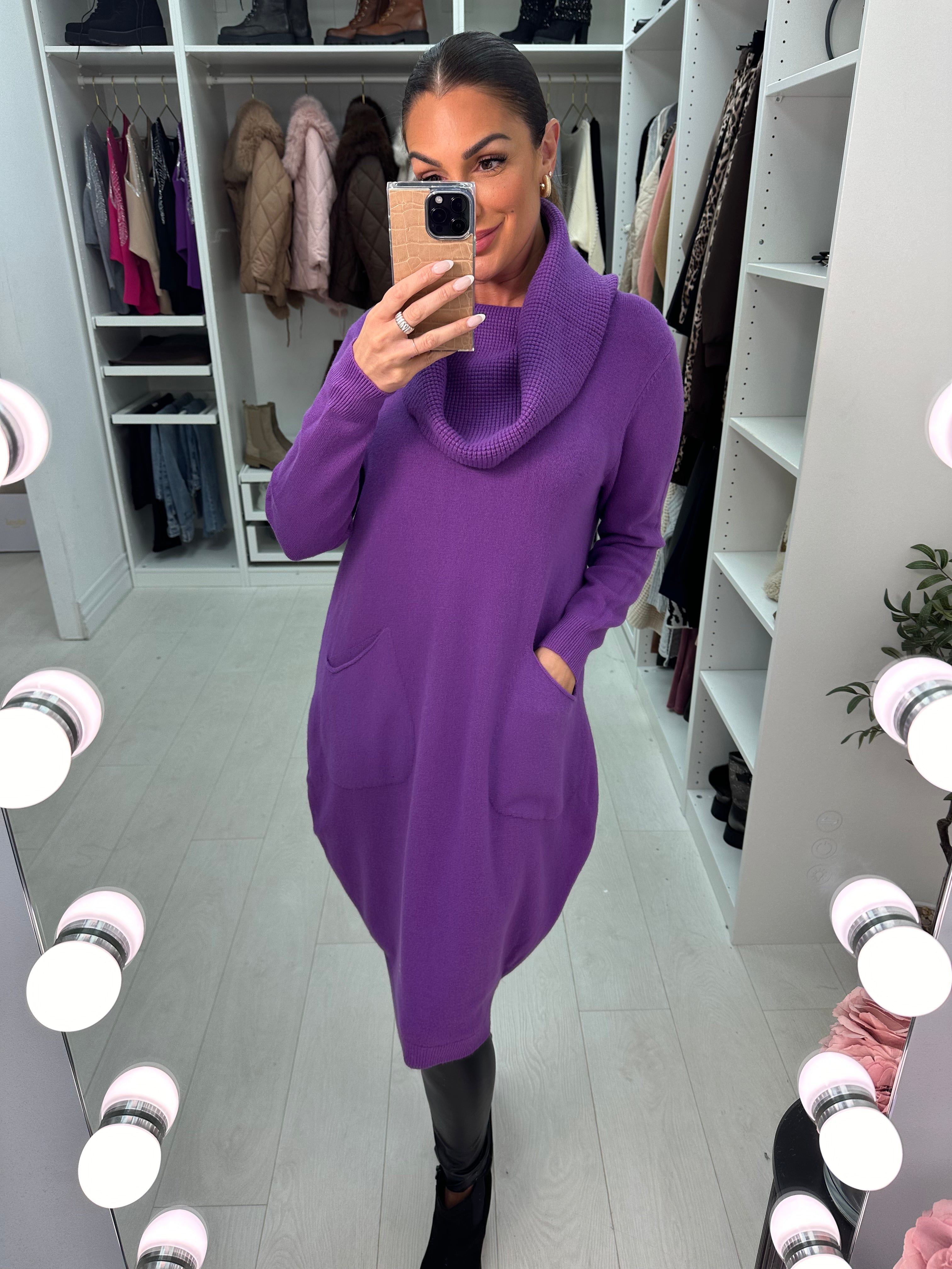 Amy Plain Pocket Front Bardot Jumper Dress